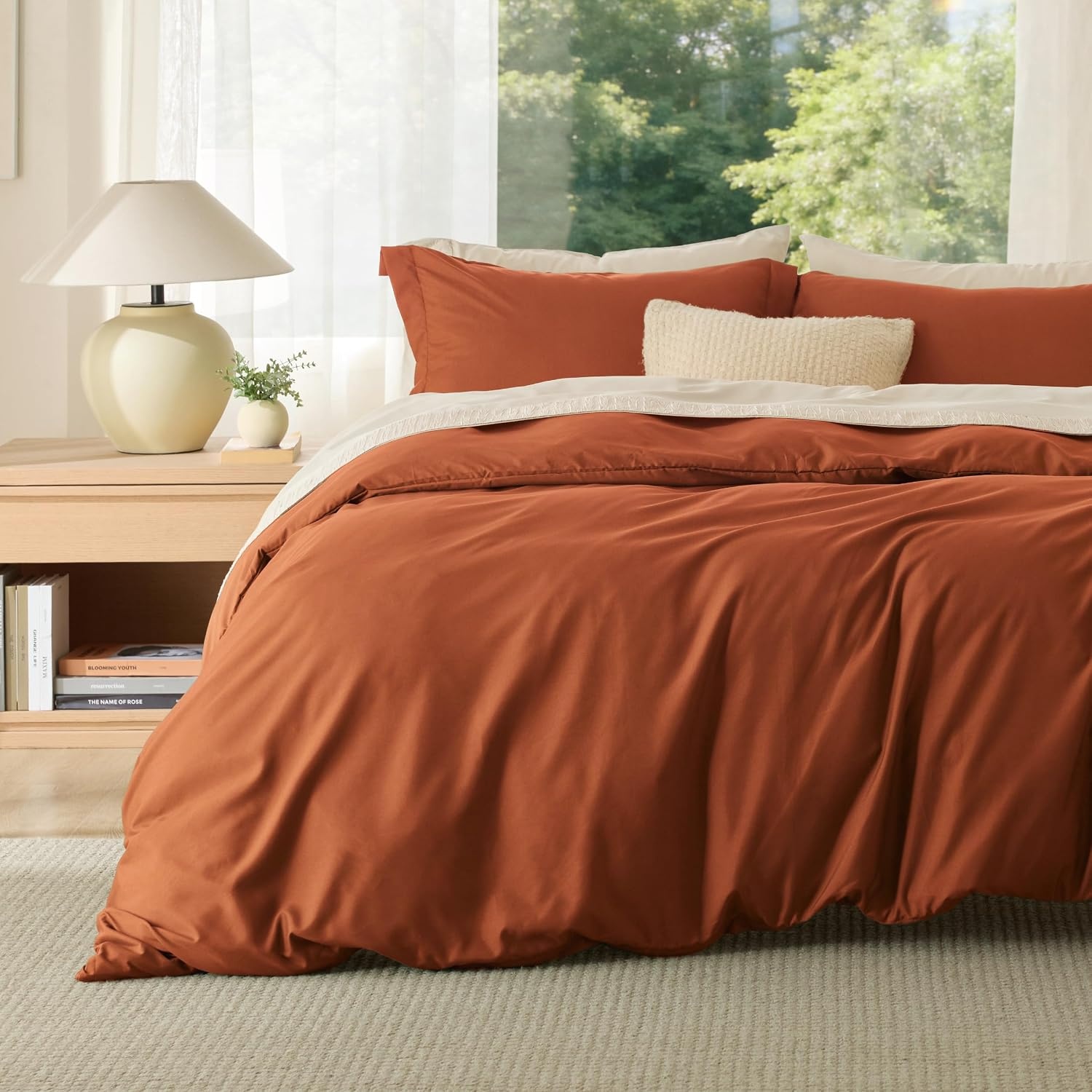 image:imageBedsure Duvet Cover TwinTwin XL Size Soft Double Brushed Bedding Set for Kids amp Adults Zipper Closure 2 Pieces Includes 1 Duvet Cover 68x90 amp 1 Pillow Sham NO Comforter White09 Terracotta
