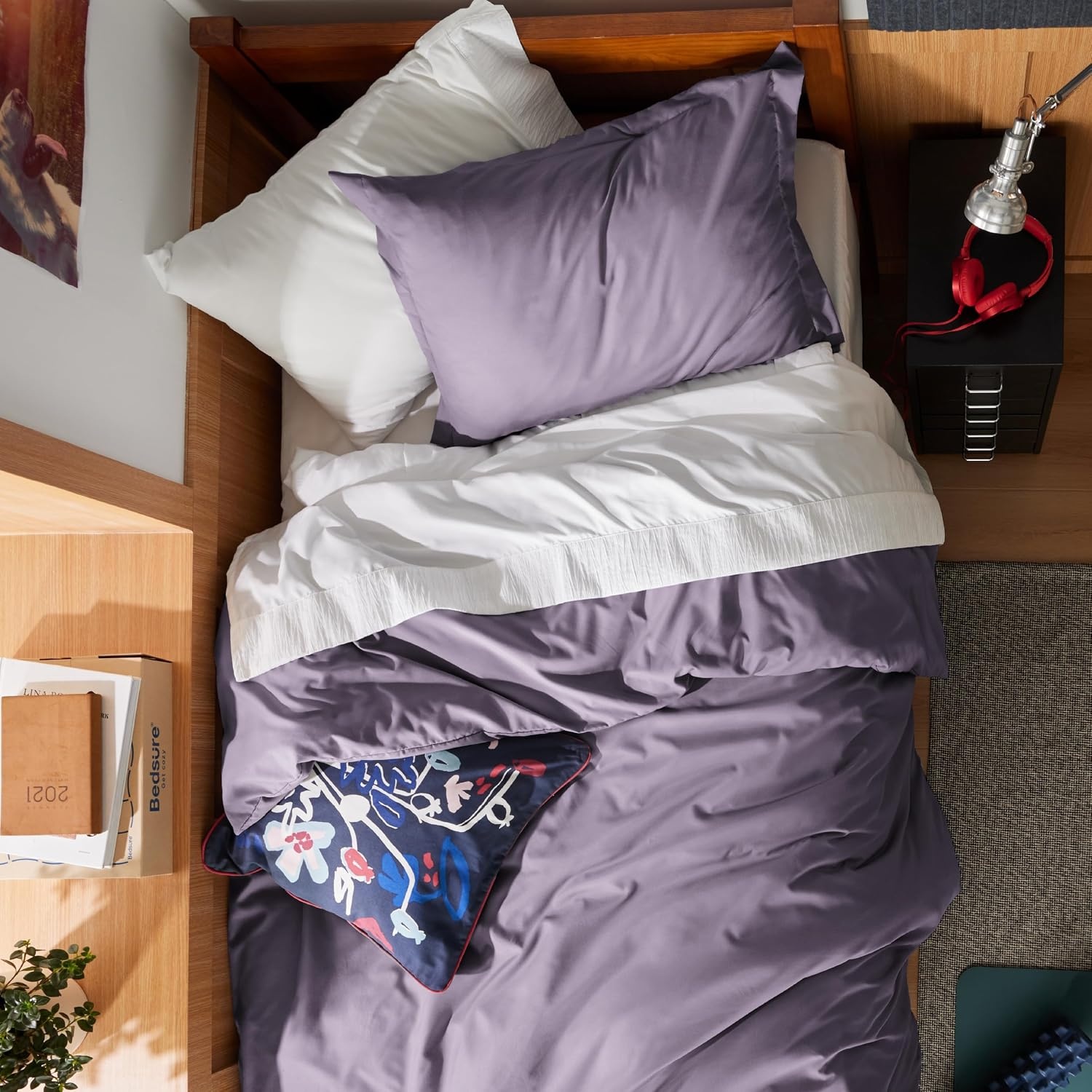 image:imageBedsure Duvet Cover TwinTwin XL Size Soft Double Brushed Bedding Set for Kids amp Adults Zipper Closure 2 Pieces Includes 1 Duvet Cover 68x90 amp 1 Pillow Sham NO Comforter White05 Dusty Purple