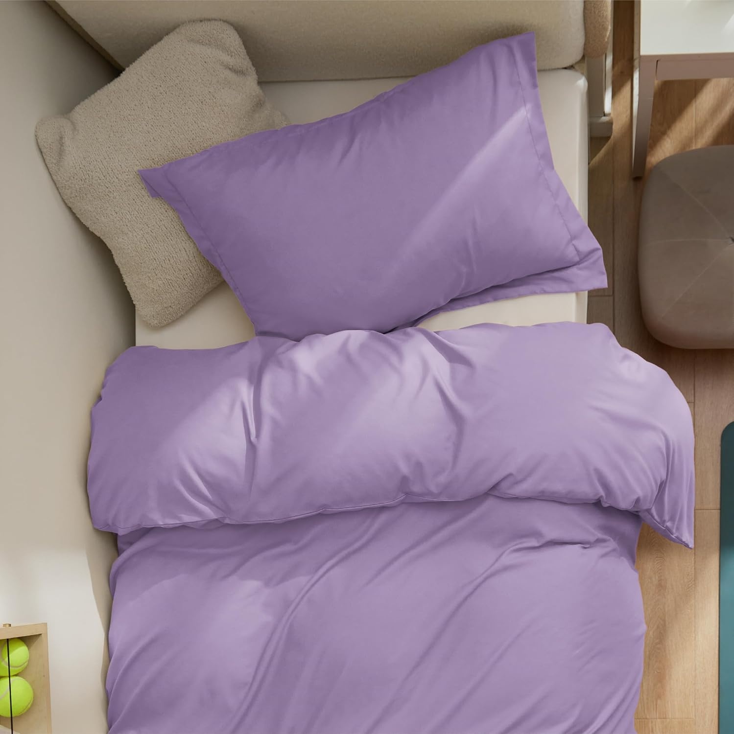 image:imageBedsure Duvet Cover TwinTwin XL Size Soft Double Brushed Bedding Set for Kids amp Adults Zipper Closure 2 Pieces Includes 1 Duvet Cover 68x90 amp 1 Pillow Sham NO Comforter White05 Light Purple