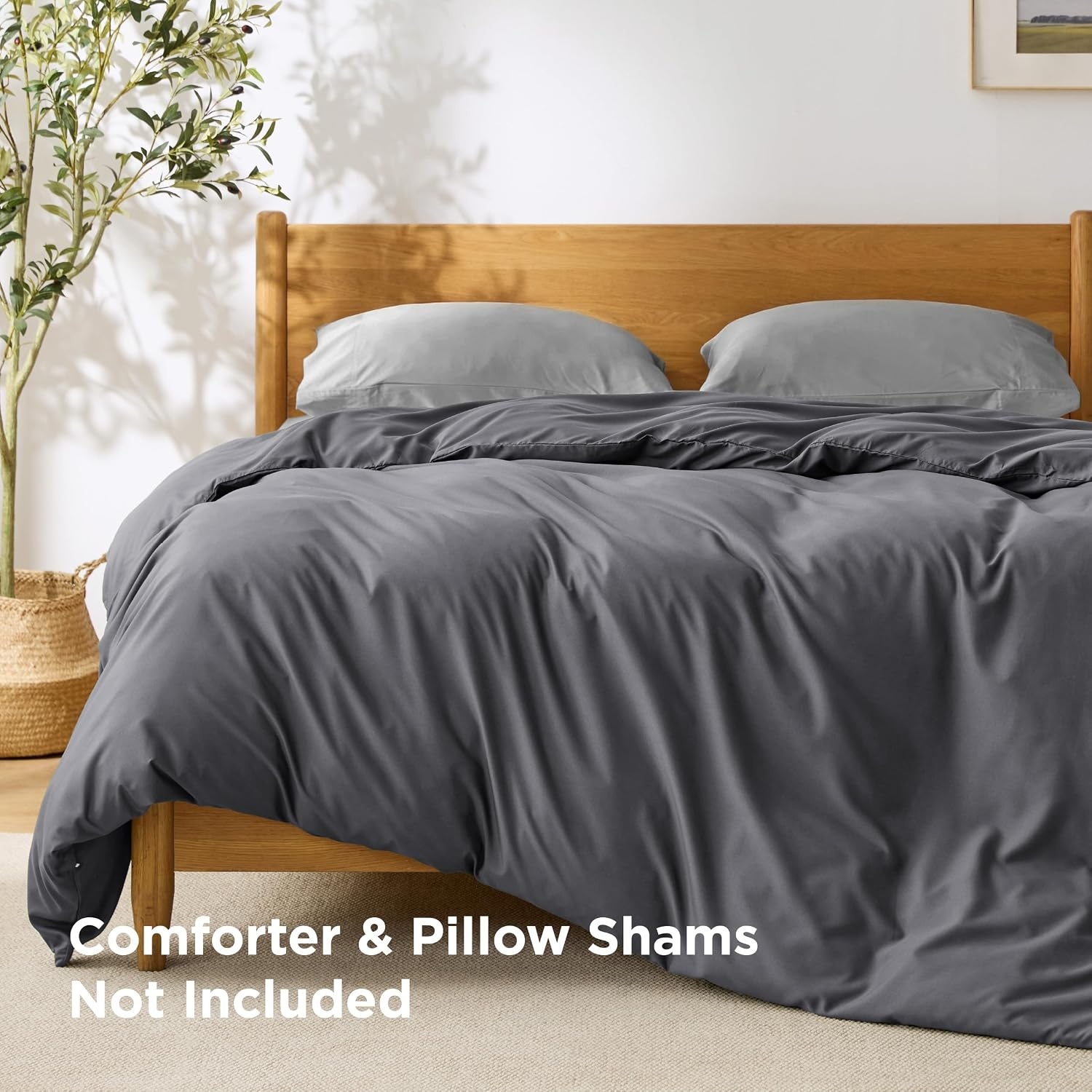 image:imageBedsure Duvet Cover TwinTwin XL Size Soft Double Brushed Bedding Set for Kids amp Adults Zipper Closure 2 Pieces Includes 1 Duvet Cover 68x90 amp 1 Pillow Sham NO Comforter White02 Dark Grey