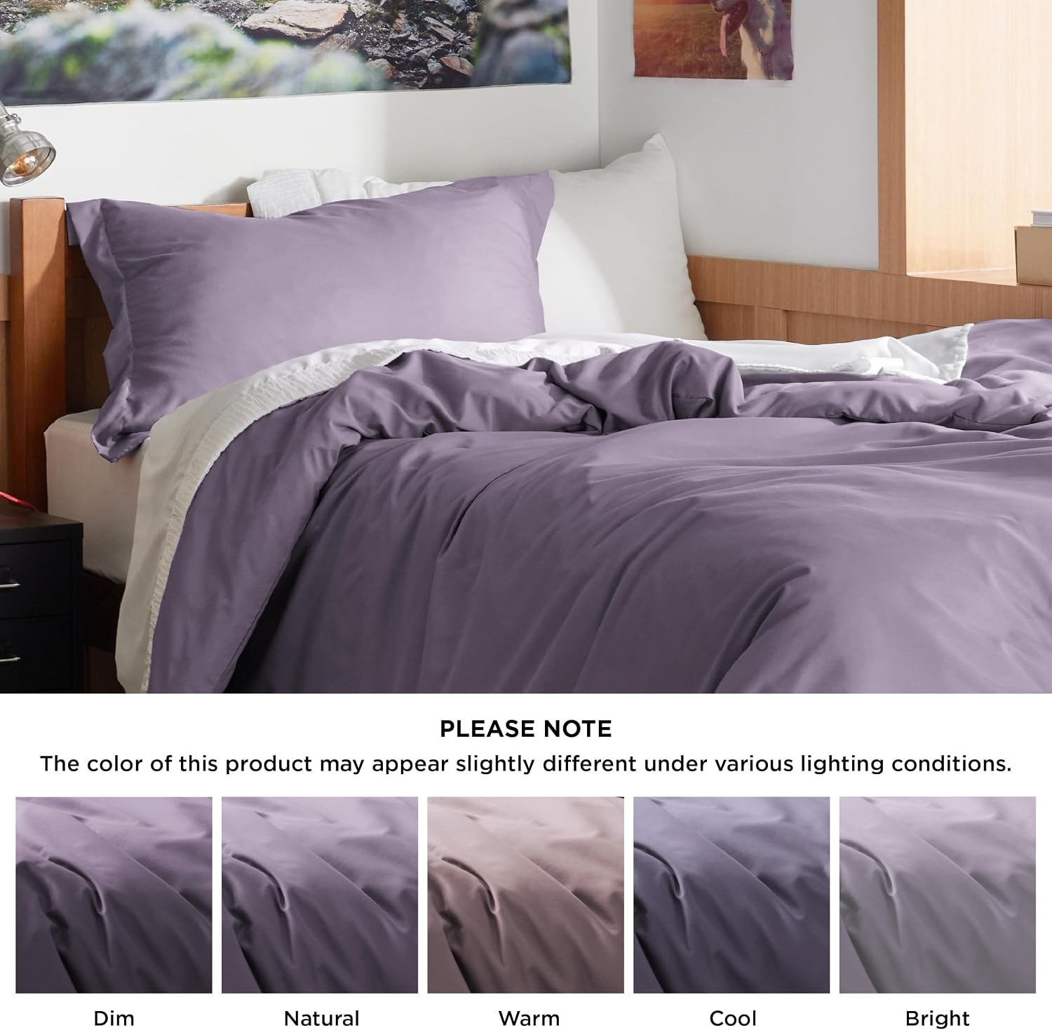 image:imageBedsure Duvet Cover TwinTwin XL Size Soft Double Brushed Bedding Set for Kids amp Adults Zipper Closure 2 Pieces Includes 1 Duvet Cover 68x90 amp 1 Pillow Sham NO Comforter White05 Dusty Purple