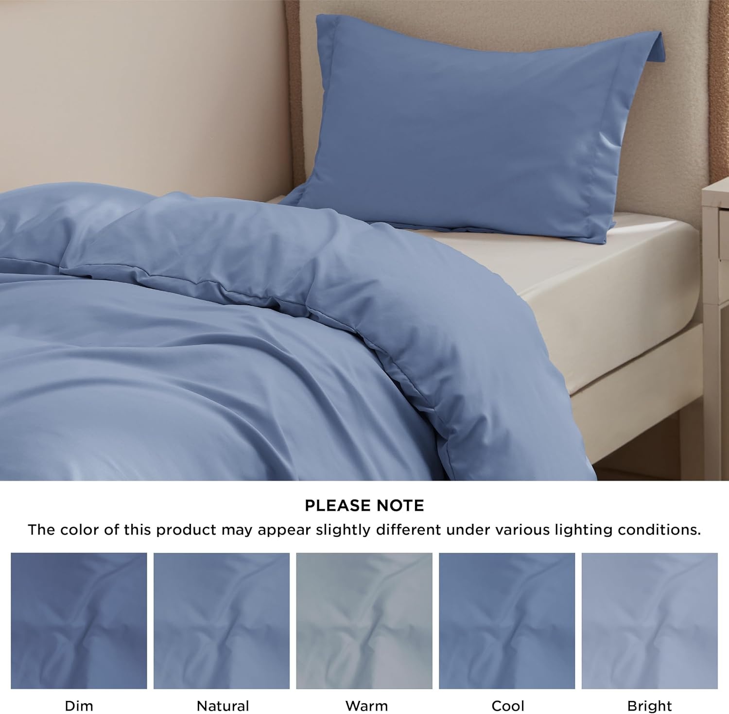 image:imageBedsure Duvet Cover TwinTwin XL Size Soft Double Brushed Bedding Set for Kids amp Adults Zipper Closure 2 Pieces Includes 1 Duvet Cover 68x90 amp 1 Pillow Sham NO Comforter White06 Slate Blue