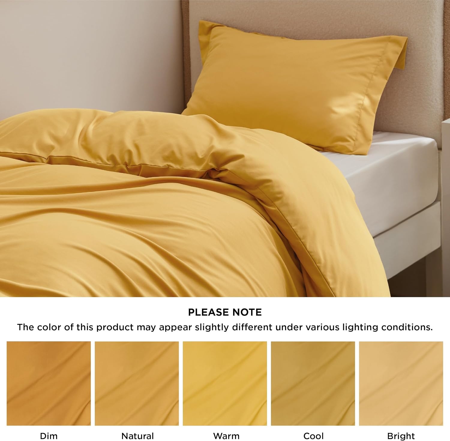 image:imageBedsure Duvet Cover TwinTwin XL Size Soft Double Brushed Bedding Set for Kids amp Adults Zipper Closure 2 Pieces Includes 1 Duvet Cover 68x90 amp 1 Pillow Sham NO Comforter White09 Golden Yellow