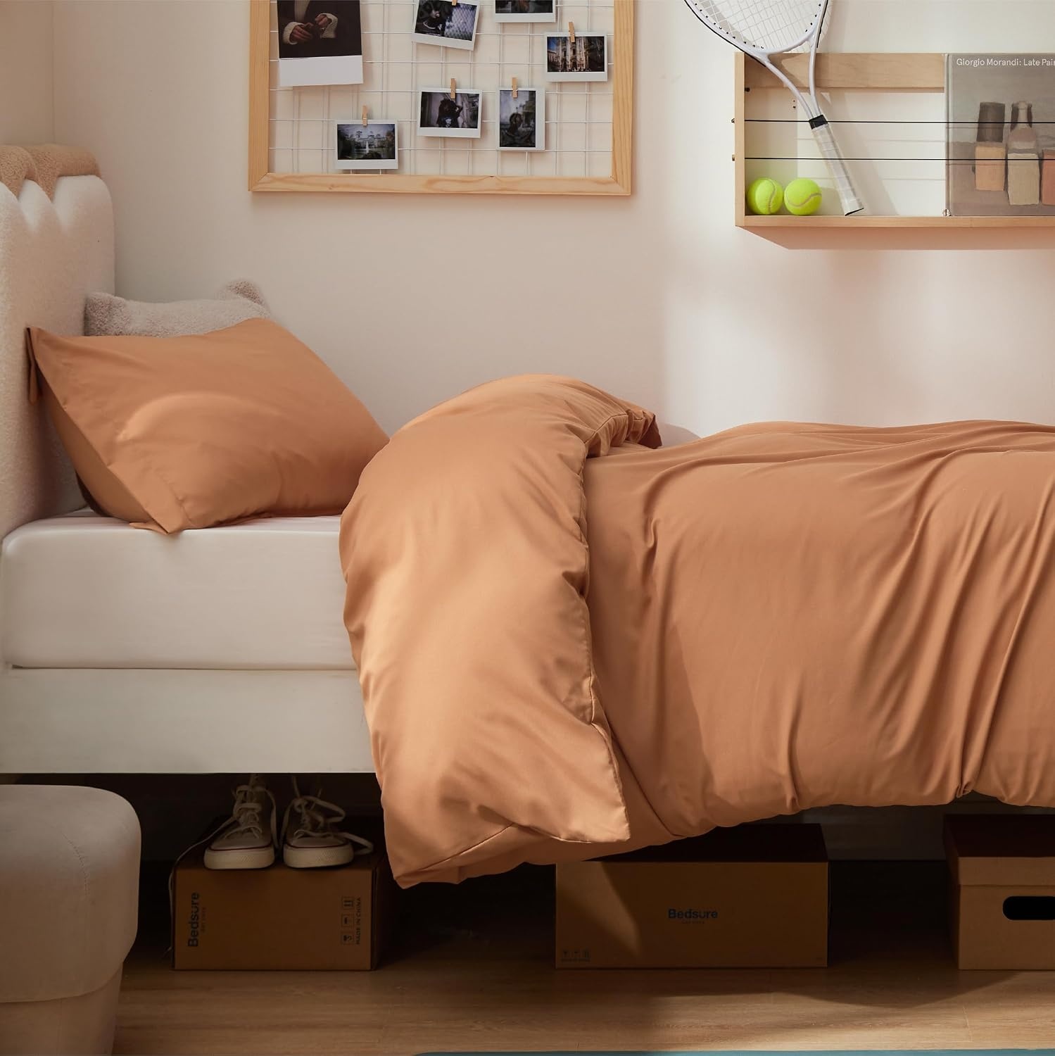 image:imageBedsure Duvet Cover TwinTwin XL Size Soft Double Brushed Bedding Set for Kids amp Adults Zipper Closure 2 Pieces Includes 1 Duvet Cover 68x90 amp 1 Pillow Sham NO Comforter White09 Orange
