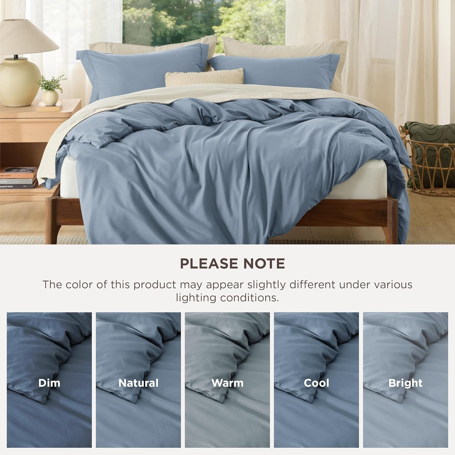 image:imageBedsure Duvet Cover TwinTwin XL Size Soft Double Brushed Bedding Set for Kids amp Adults Zipper Closure 2 Pieces Includes 1 Duvet Cover 68x90 amp 1 Pillow Sham NO Comforter White06 Dusty Blue
