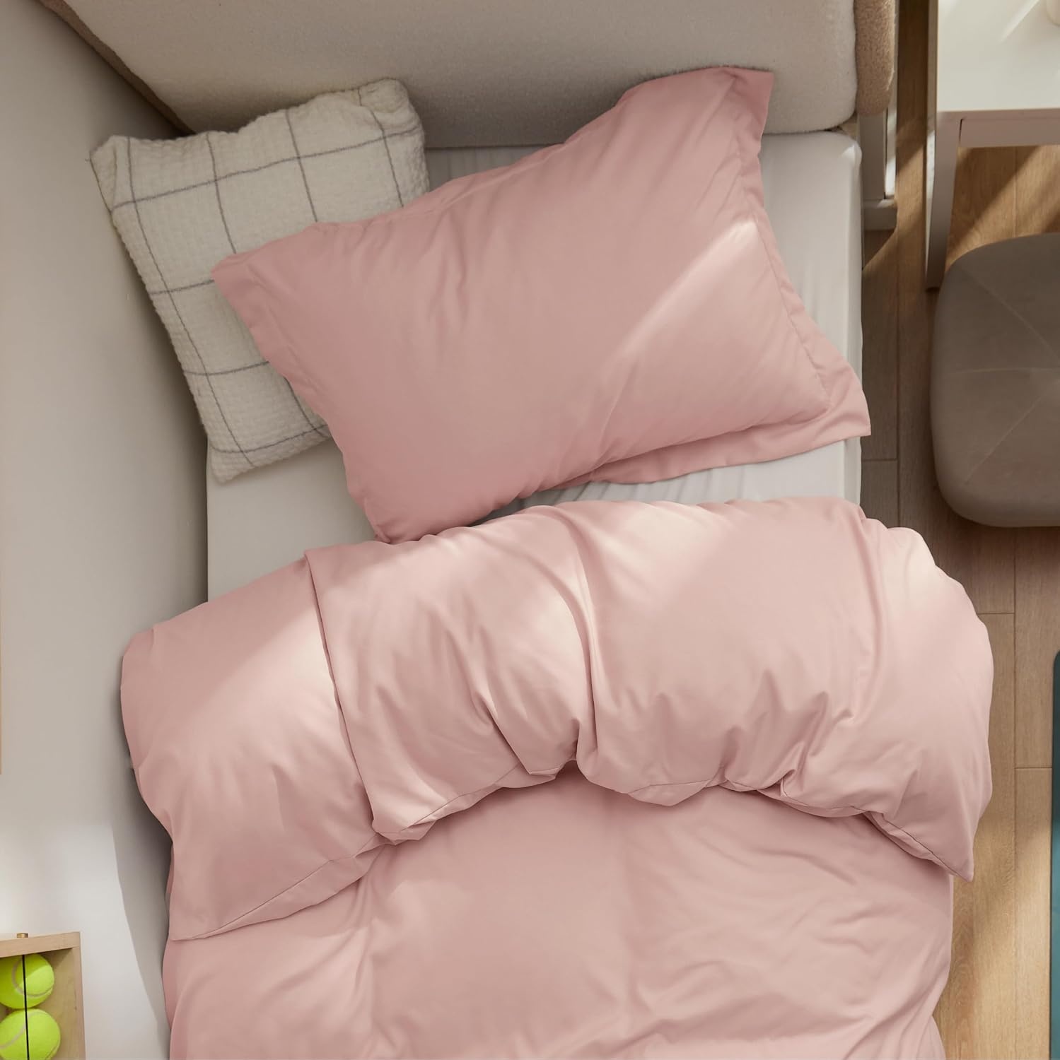 image:imageBedsure Duvet Cover TwinTwin XL Size Soft Double Brushed Bedding Set for Kids amp Adults Zipper Closure 2 Pieces Includes 1 Duvet Cover 68x90 amp 1 Pillow Sham NO Comforter White08 Blush Pink