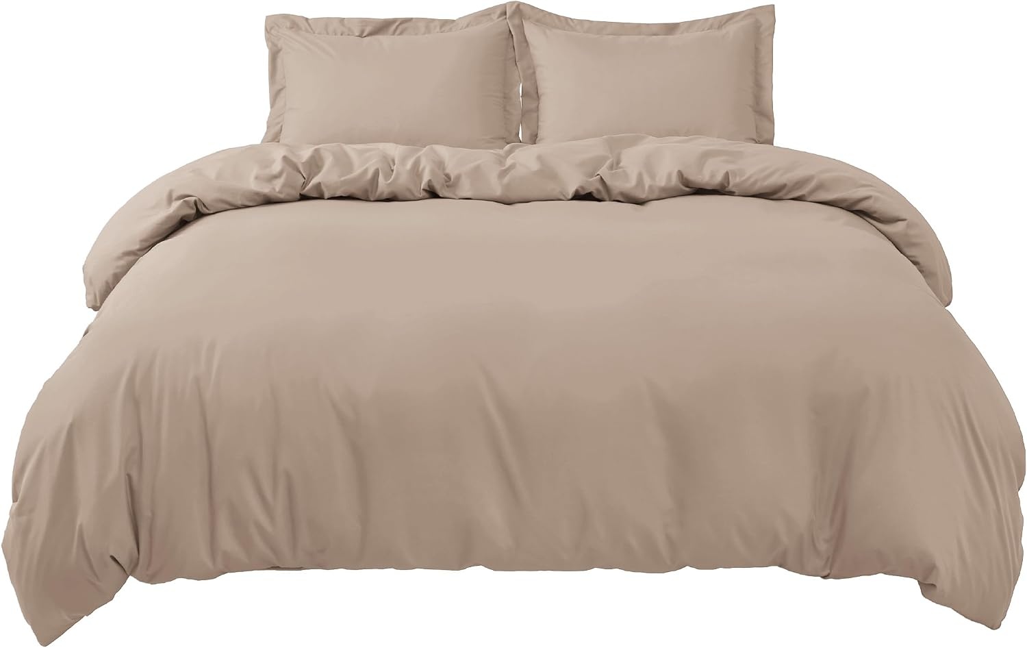 image:imageBedsure Duvet Cover TwinTwin XL Size Soft Double Brushed Bedding Set for Kids amp Adults Zipper Closure 2 Pieces Includes 1 Duvet Cover 68x90 amp 1 Pillow Sham NO Comforter White07 Light Khaki