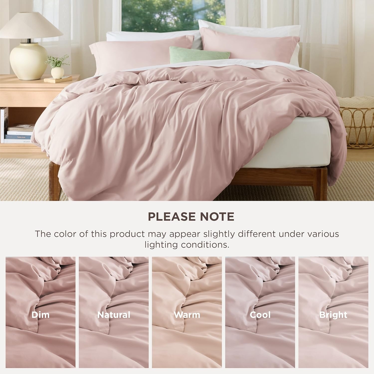 image:imageBedsure Duvet Cover TwinTwin XL Size Soft Double Brushed Bedding Set for Kids amp Adults Zipper Closure 2 Pieces Includes 1 Duvet Cover 68x90 amp 1 Pillow Sham NO Comforter White08 Rose Pink