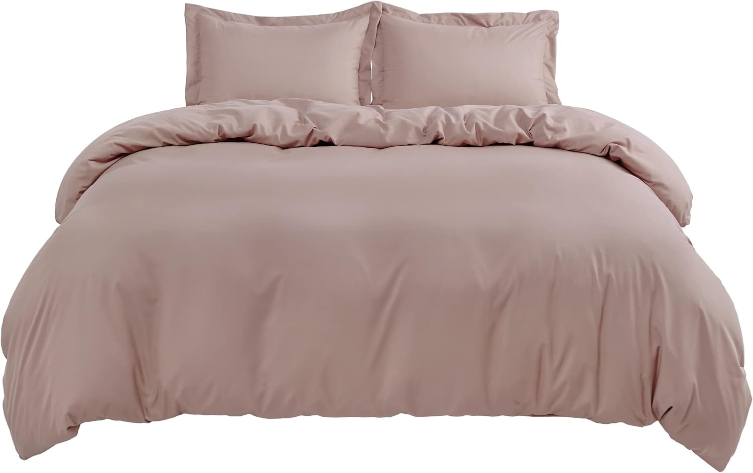 image:imageBedsure Duvet Cover TwinTwin XL Size Soft Double Brushed Bedding Set for Kids amp Adults Zipper Closure 2 Pieces Includes 1 Duvet Cover 68x90 amp 1 Pillow Sham NO Comforter White08 Dusty Rose