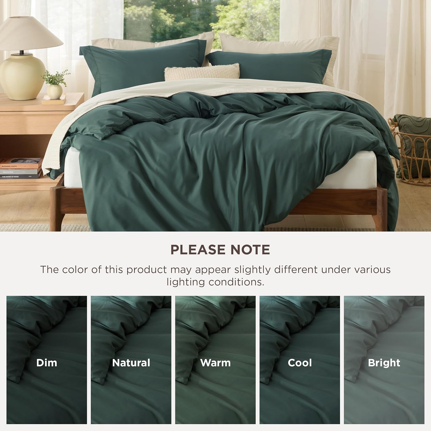 image:imageBedsure Duvet Cover TwinTwin XL Size Soft Double Brushed Bedding Set for Kids amp Adults Zipper Closure 2 Pieces Includes 1 Duvet Cover 68x90 amp 1 Pillow Sham NO Comforter White04 Forest Green