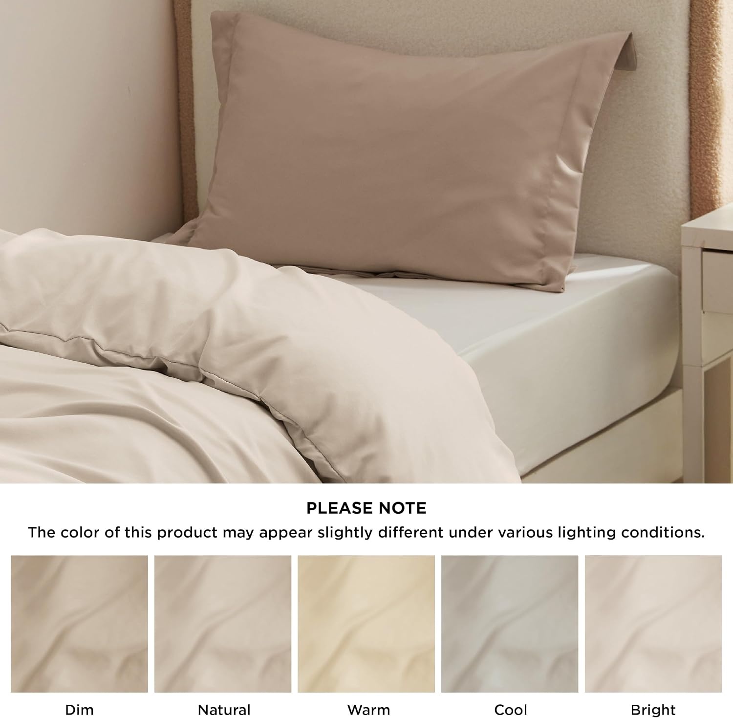 image:imageBedsure Duvet Cover TwinTwin XL Size Soft Double Brushed Bedding Set for Kids amp Adults Zipper Closure 2 Pieces Includes 1 Duvet Cover 68x90 amp 1 Pillow Sham NO Comforter White00 Beige