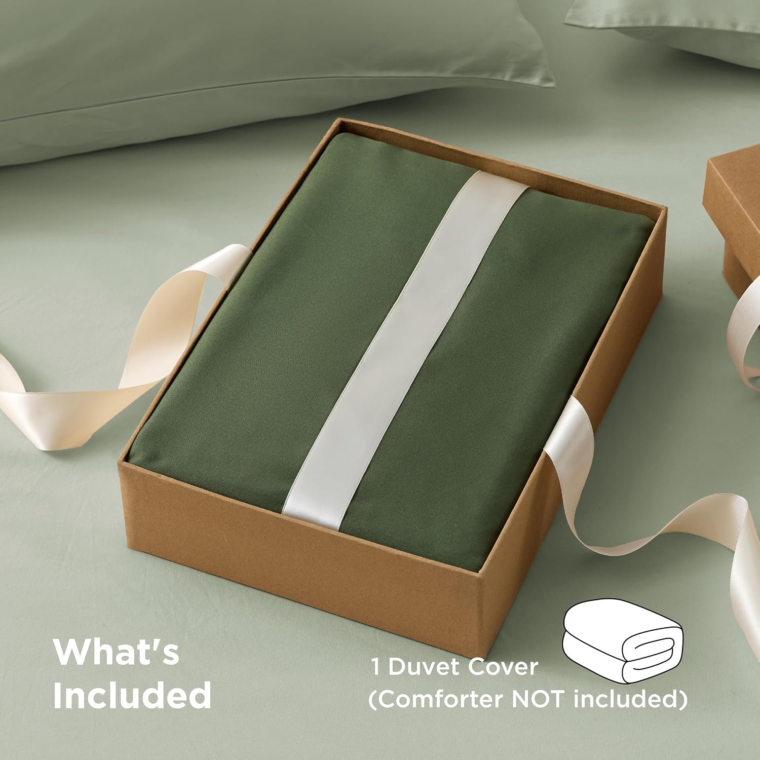 image:imageBedsure Duvet Cover TwinTwin XL Size Soft Double Brushed Bedding Set for Kids amp Adults Zipper Closure 2 Pieces Includes 1 Duvet Cover 68x90 amp 1 Pillow Sham NO Comforter White02 Olive Green