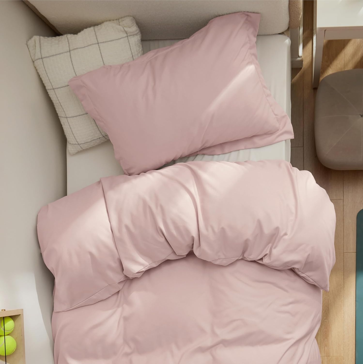 image:imageBedsure Duvet Cover TwinTwin XL Size Soft Double Brushed Bedding Set for Kids amp Adults Zipper Closure 2 Pieces Includes 1 Duvet Cover 68x90 amp 1 Pillow Sham NO Comforter White08 Rose Pink