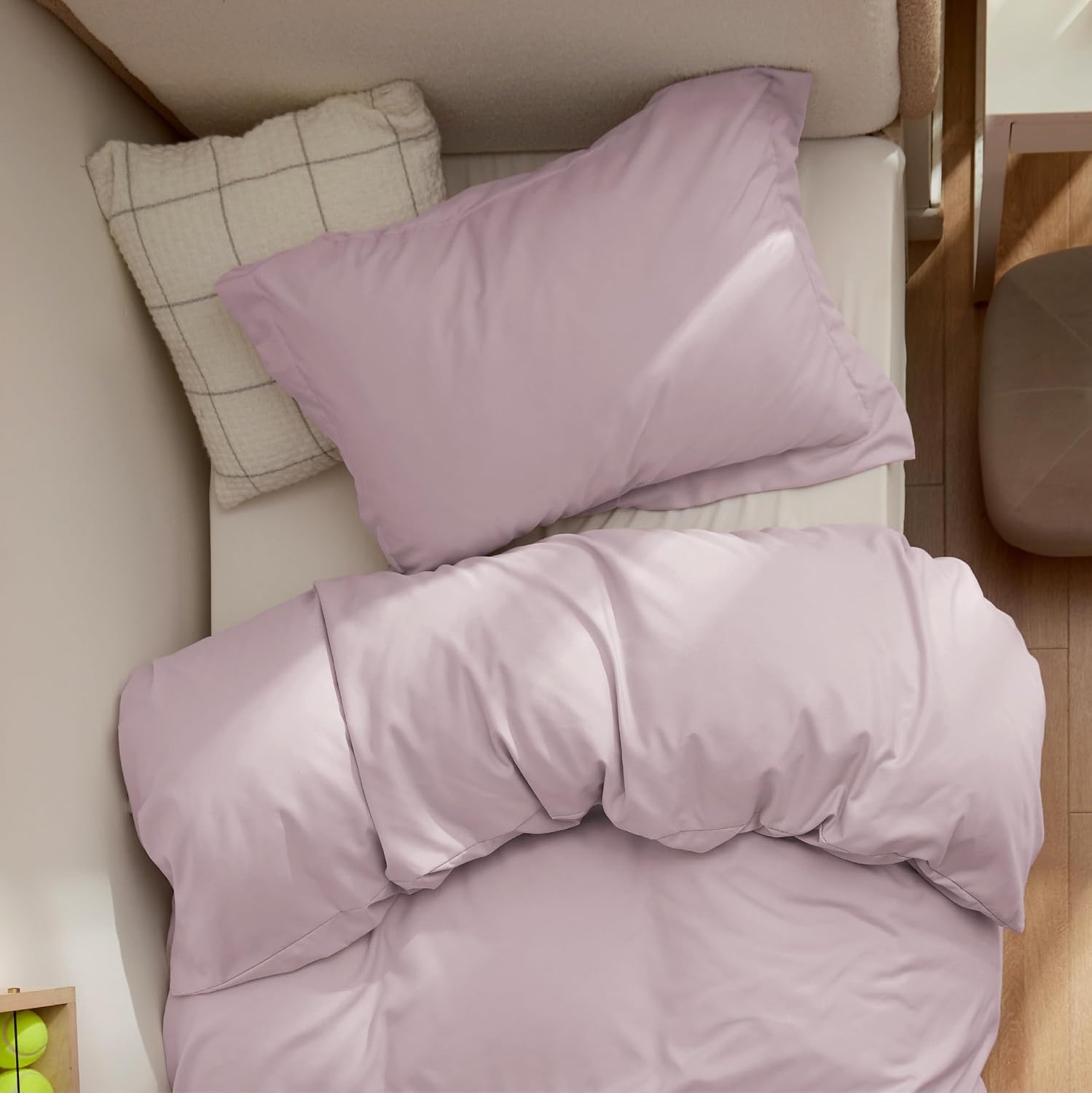 image:imageBedsure Duvet Cover TwinTwin XL Size Soft Double Brushed Bedding Set for Kids amp Adults Zipper Closure 2 Pieces Includes 1 Duvet Cover 68x90 amp 1 Pillow Sham NO Comforter White08 Pink Mocha