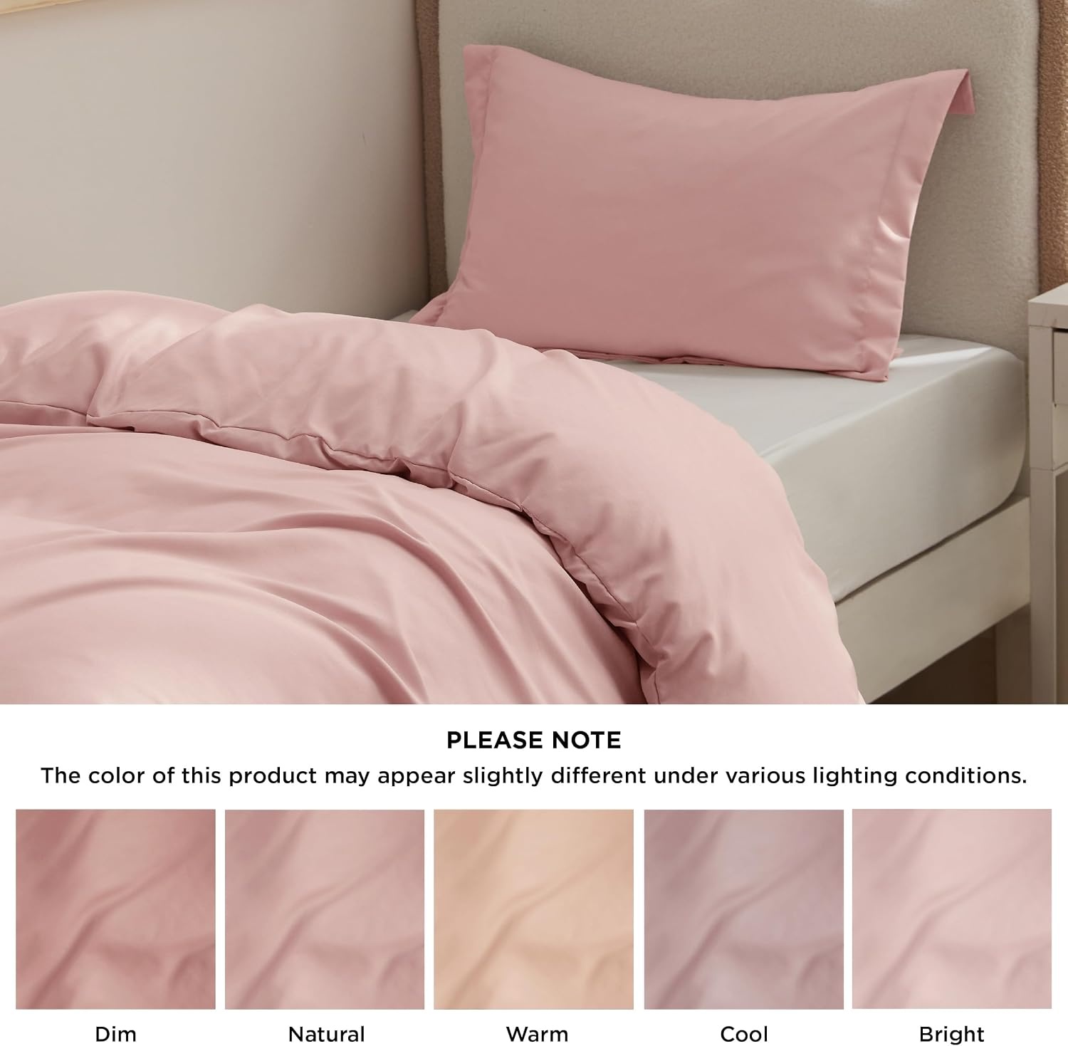 image:imageBedsure Duvet Cover TwinTwin XL Size Soft Double Brushed Bedding Set for Kids amp Adults Zipper Closure 2 Pieces Includes 1 Duvet Cover 68x90 amp 1 Pillow Sham NO Comforter White08 Pink