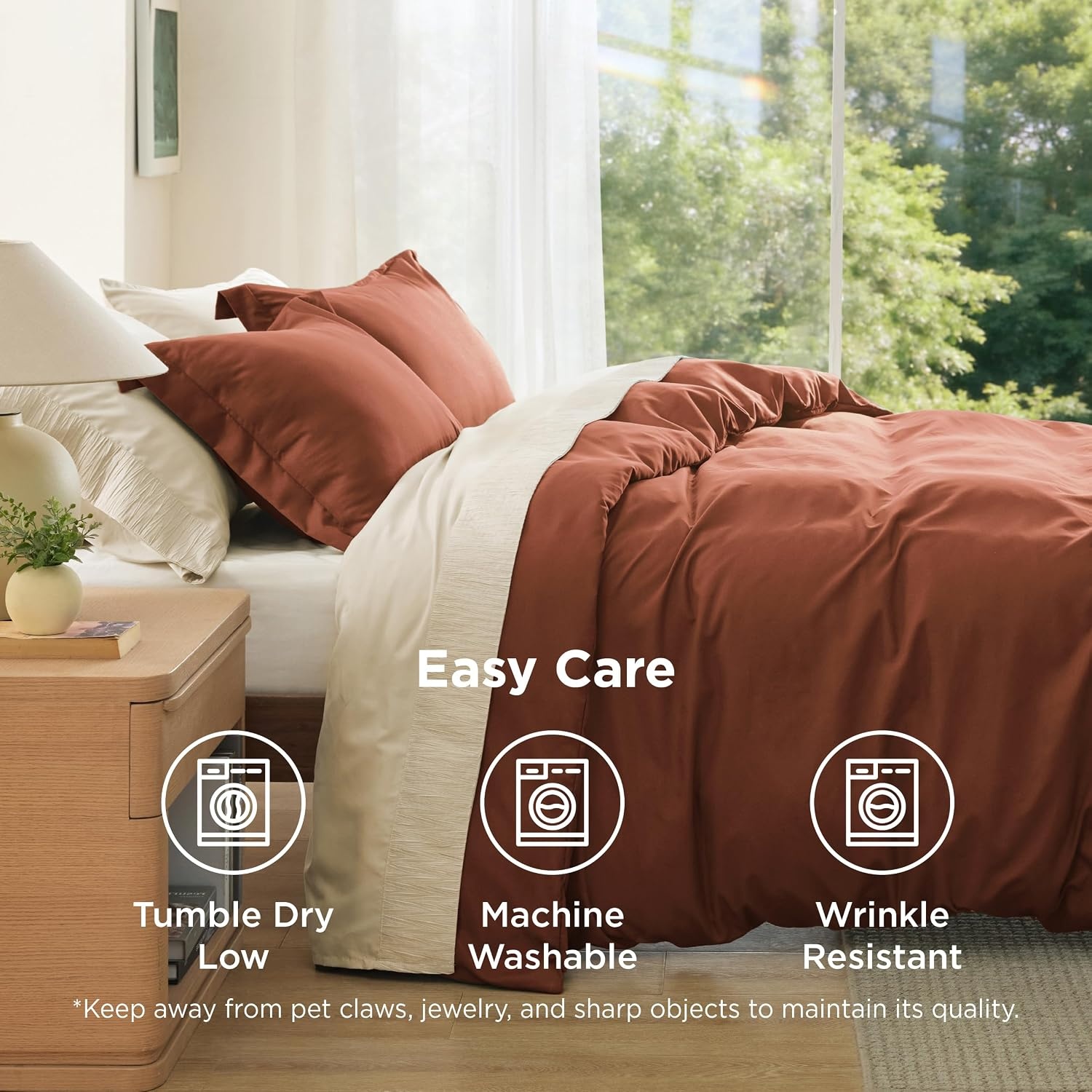 image:imageBedsure Duvet Cover TwinTwin XL Size Soft Double Brushed Bedding Set for Kids amp Adults Zipper Closure 2 Pieces Includes 1 Duvet Cover 68x90 amp 1 Pillow Sham NO Comforter White07 Burnt Orange
