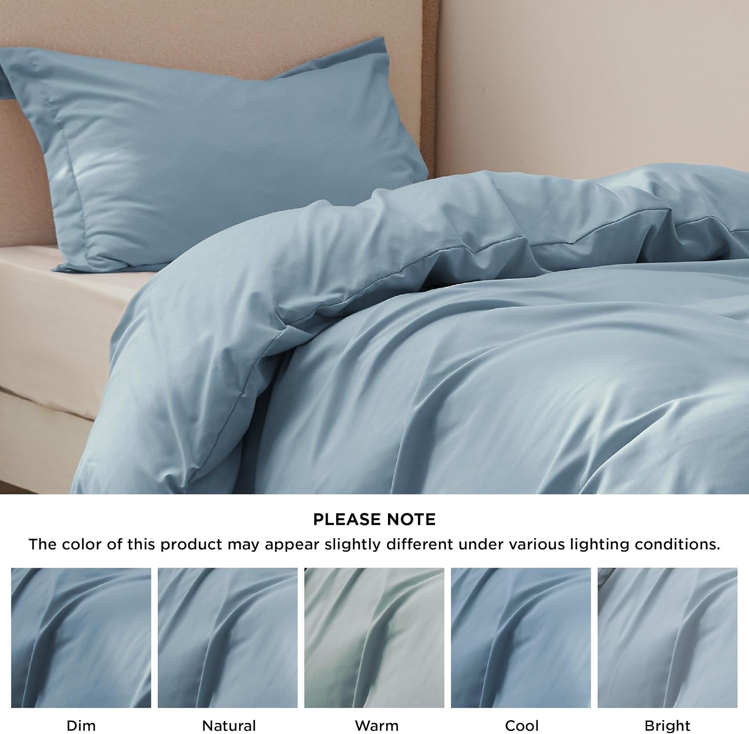 image:imageBedsure Duvet Cover TwinTwin XL Size Soft Double Brushed Bedding Set for Kids amp Adults Zipper Closure 2 Pieces Includes 1 Duvet Cover 68x90 amp 1 Pillow Sham NO Comforter White06 Mineral Blue