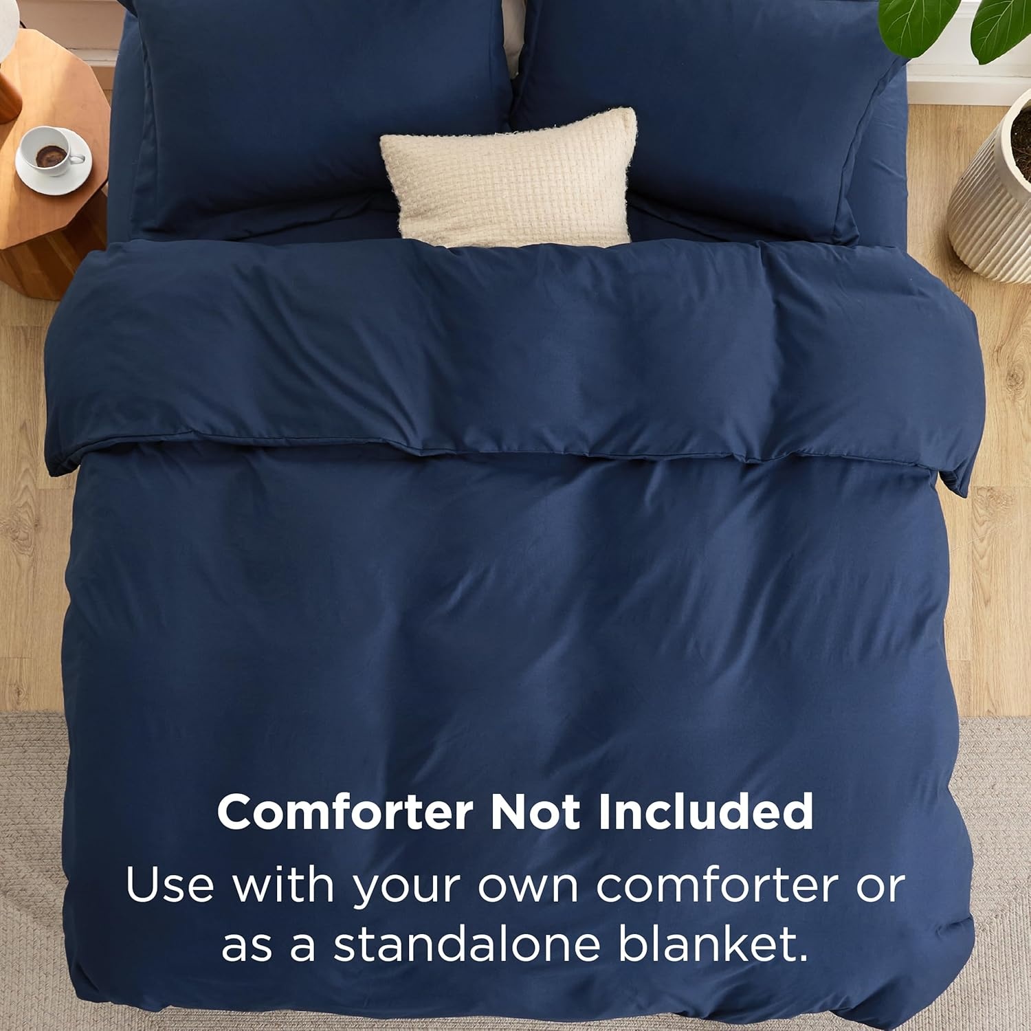 image:imageBedsure Duvet Cover TwinTwin XL Size Soft Double Brushed Bedding Set for Kids amp Adults Zipper Closure 2 Pieces Includes 1 Duvet Cover 68x90 amp 1 Pillow Sham NO Comforter White00 Navy Blue
