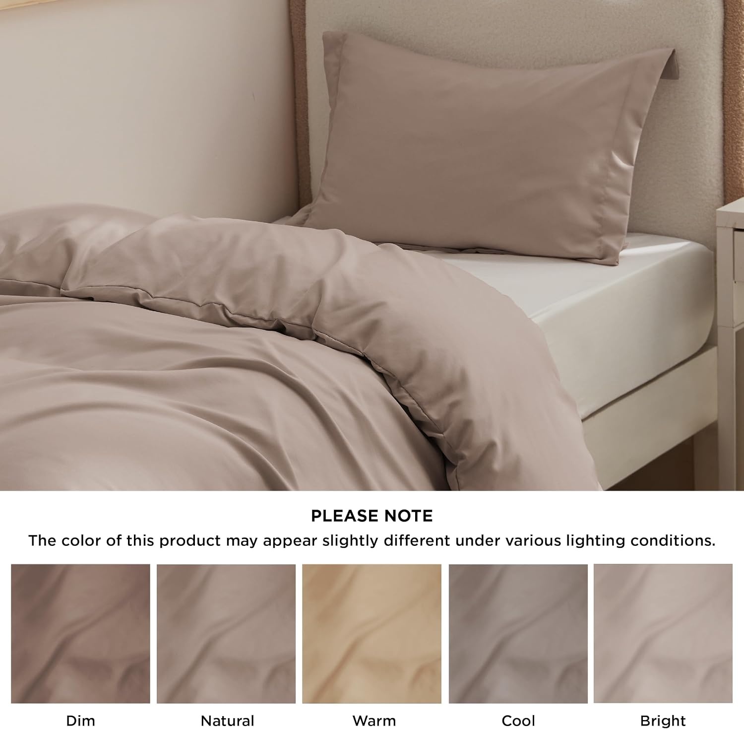 image:imageBedsure Duvet Cover TwinTwin XL Size Soft Double Brushed Bedding Set for Kids amp Adults Zipper Closure 2 Pieces Includes 1 Duvet Cover 68x90 amp 1 Pillow Sham NO Comforter White07 Light Khaki