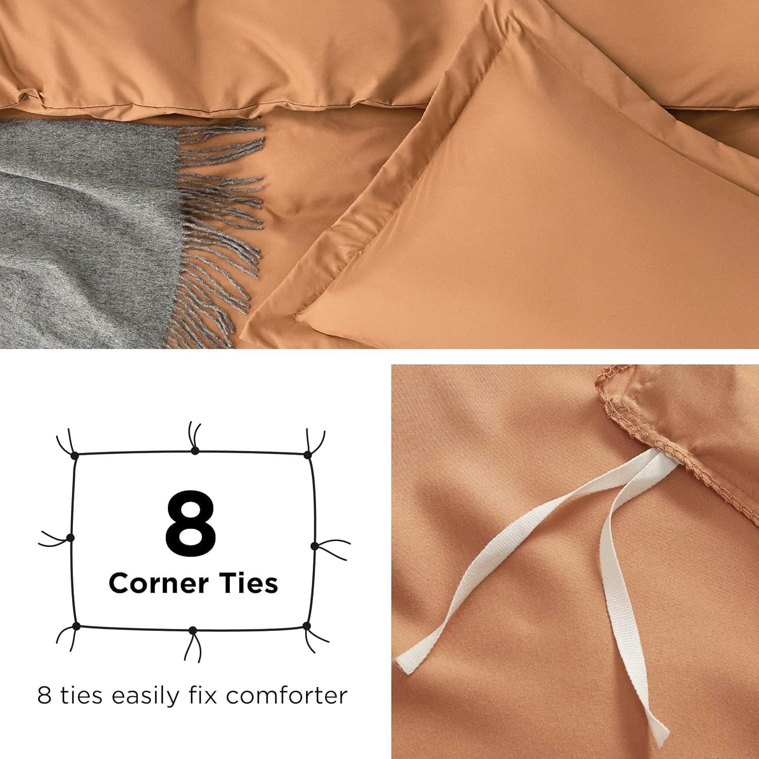 image:imageBedsure Duvet Cover TwinTwin XL Size Soft Double Brushed Bedding Set for Kids amp Adults Zipper Closure 2 Pieces Includes 1 Duvet Cover 68x90 amp 1 Pillow Sham NO Comforter White09 Orange