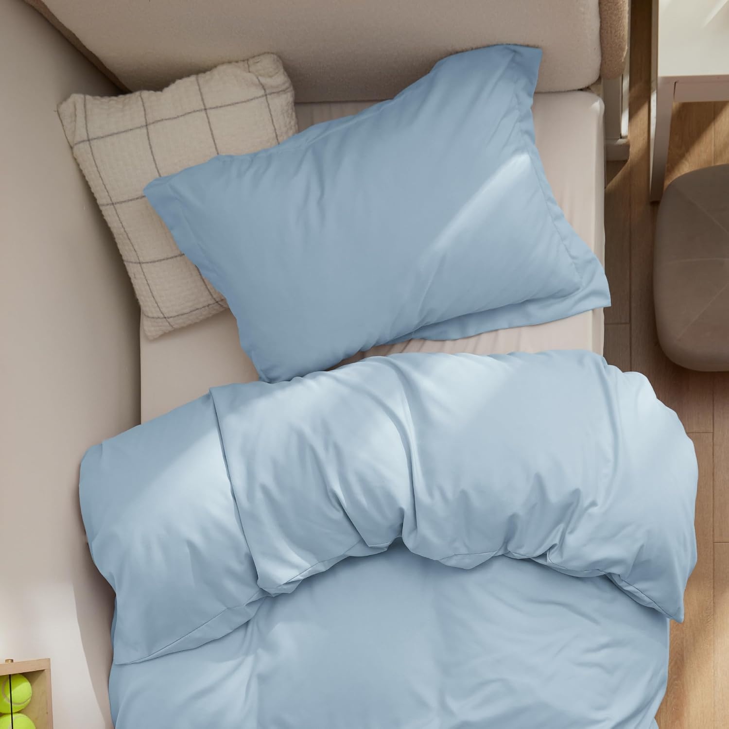 image:imageBedsure Duvet Cover TwinTwin XL Size Soft Double Brushed Bedding Set for Kids amp Adults Zipper Closure 2 Pieces Includes 1 Duvet Cover 68x90 amp 1 Pillow Sham NO Comforter White06 Baby Blue