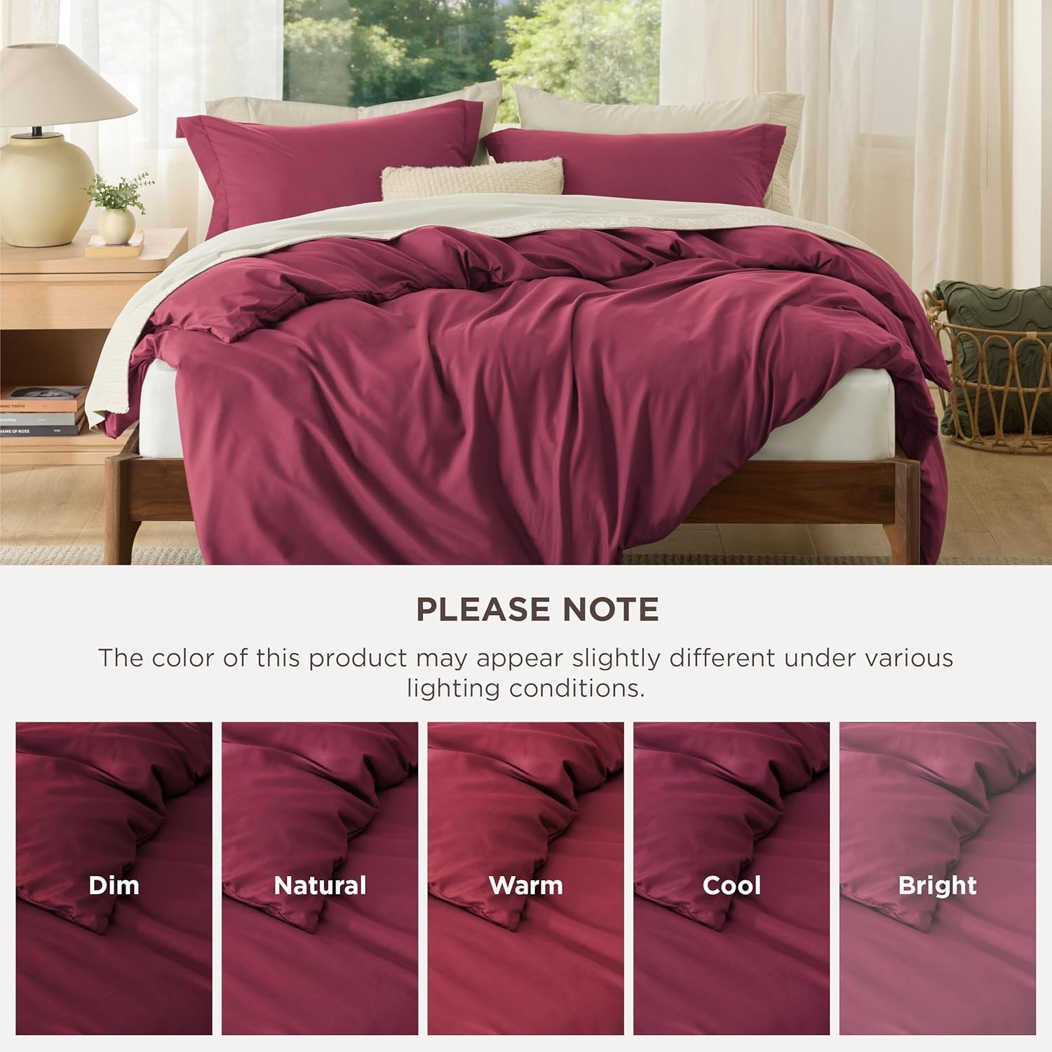 image:imageBedsure Duvet Cover TwinTwin XL Size Soft Double Brushed Bedding Set for Kids amp Adults Zipper Closure 2 Pieces Includes 1 Duvet Cover 68x90 amp 1 Pillow Sham NO Comforter White08 Dark Red