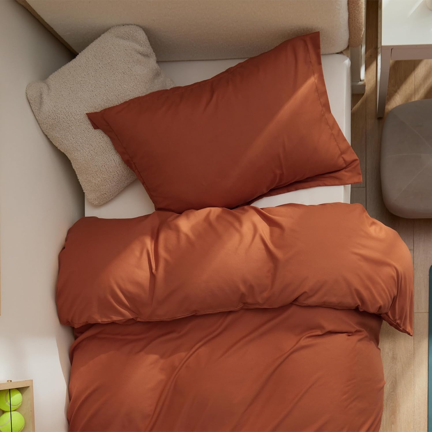 image:imageBedsure Duvet Cover TwinTwin XL Size Soft Double Brushed Bedding Set for Kids amp Adults Zipper Closure 2 Pieces Includes 1 Duvet Cover 68x90 amp 1 Pillow Sham NO Comforter White09 Terracotta