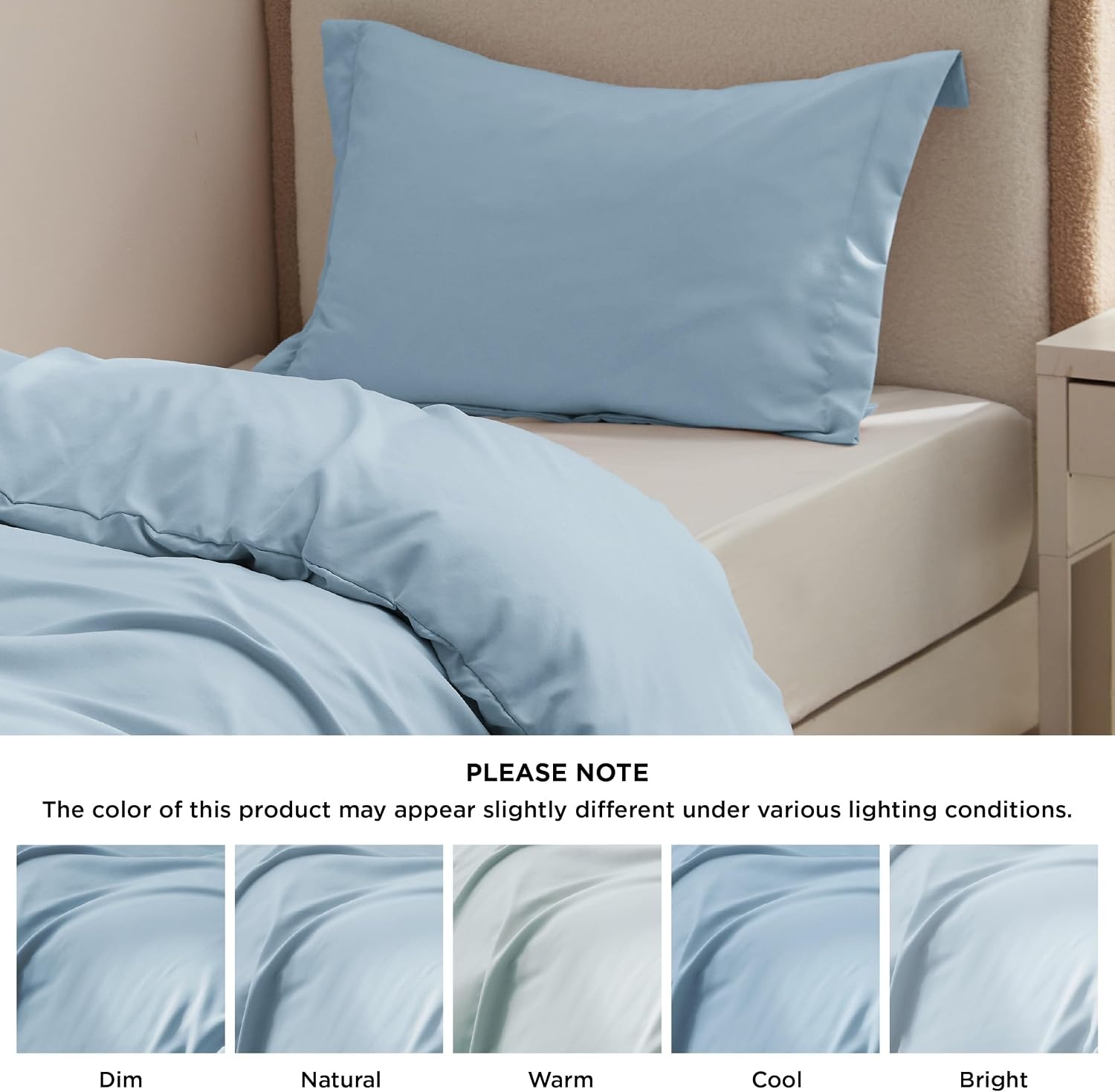 image:imageBedsure Duvet Cover TwinTwin XL Size Soft Double Brushed Bedding Set for Kids amp Adults Zipper Closure 2 Pieces Includes 1 Duvet Cover 68x90 amp 1 Pillow Sham NO Comforter White06 Baby Blue