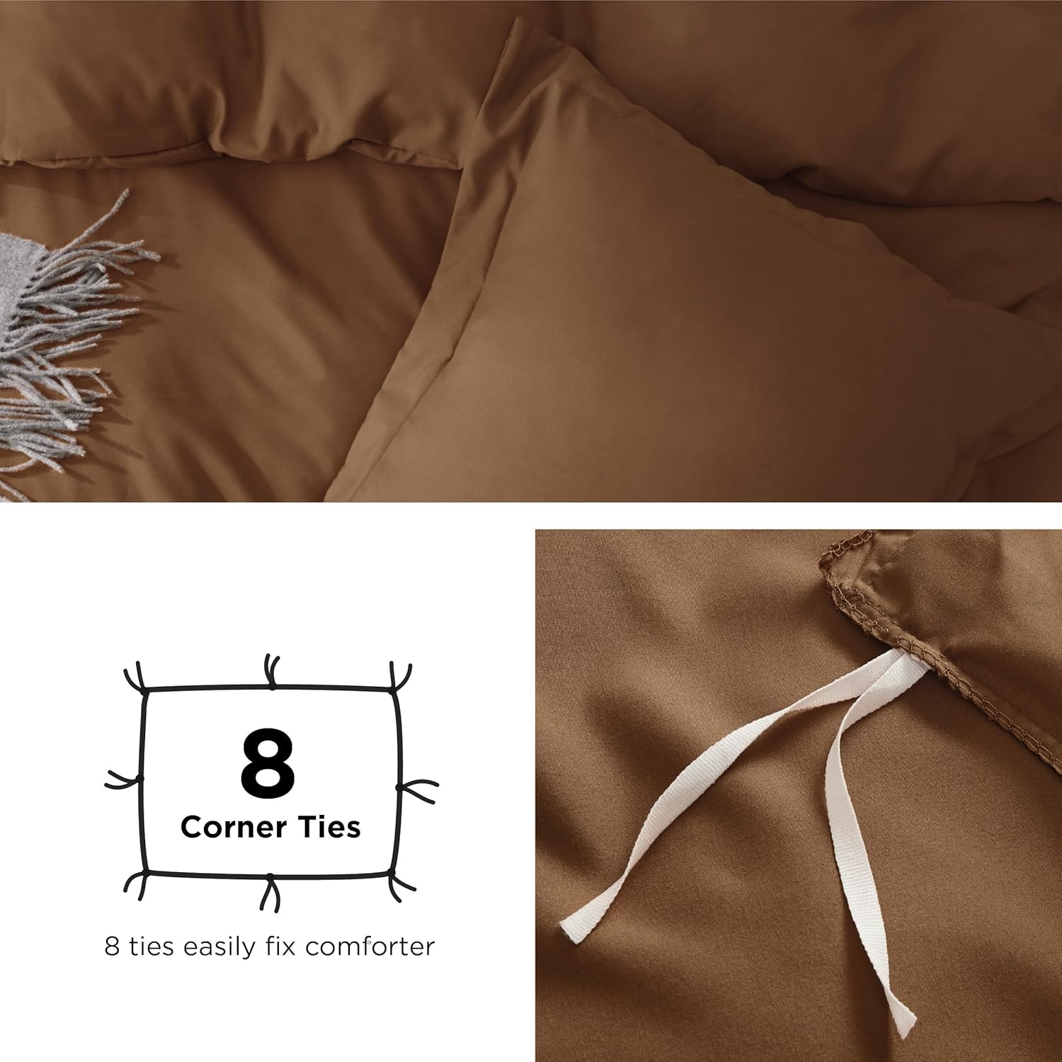 image:imageBedsure Duvet Cover TwinTwin XL Size Soft Double Brushed Bedding Set for Kids amp Adults Zipper Closure 2 Pieces Includes 1 Duvet Cover 68x90 amp 1 Pillow Sham NO Comforter White07 Brown