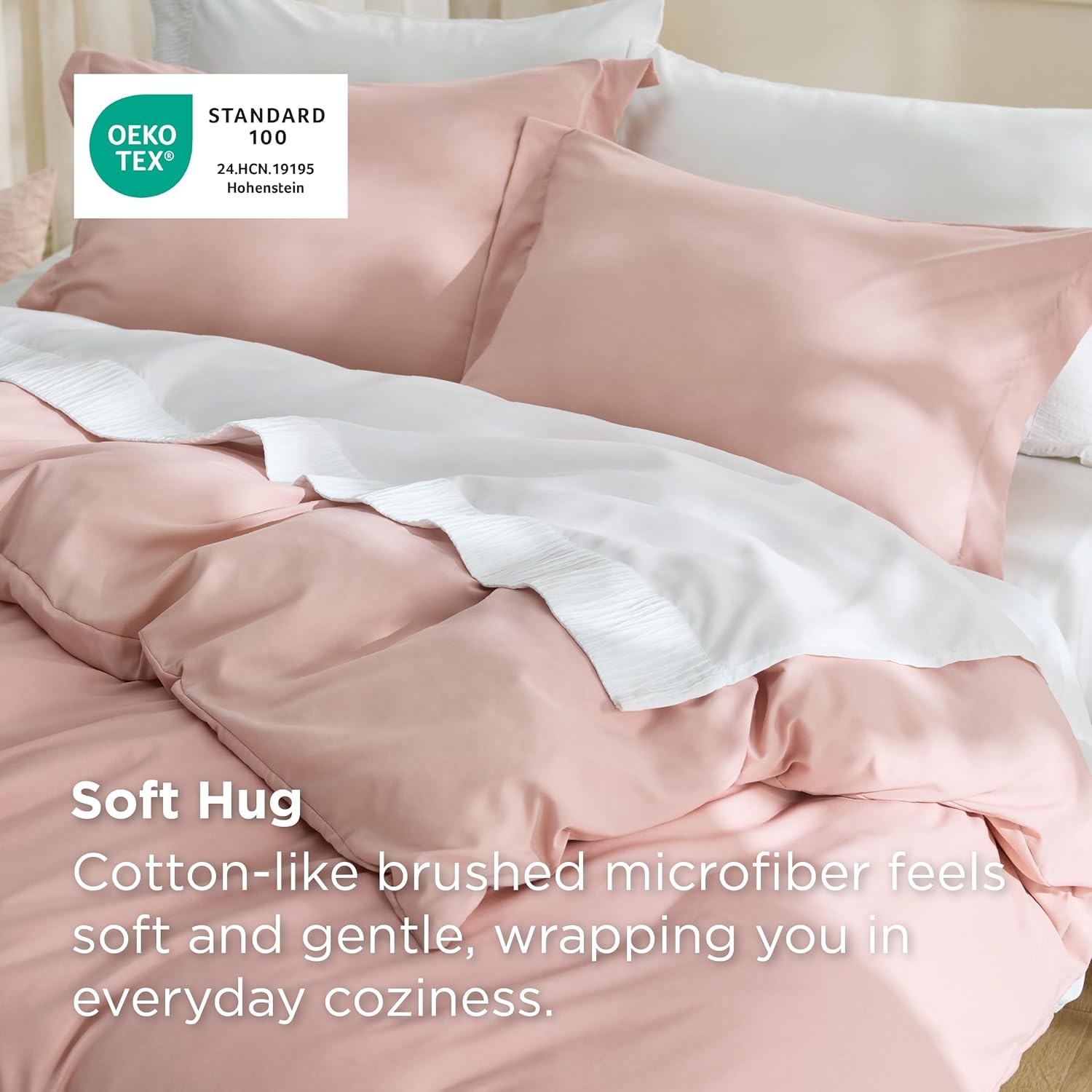 image:imageBedsure Duvet Cover TwinTwin XL Size Soft Double Brushed Bedding Set for Kids amp Adults Zipper Closure 2 Pieces Includes 1 Duvet Cover 68x90 amp 1 Pillow Sham NO Comforter White08 Blush Pink