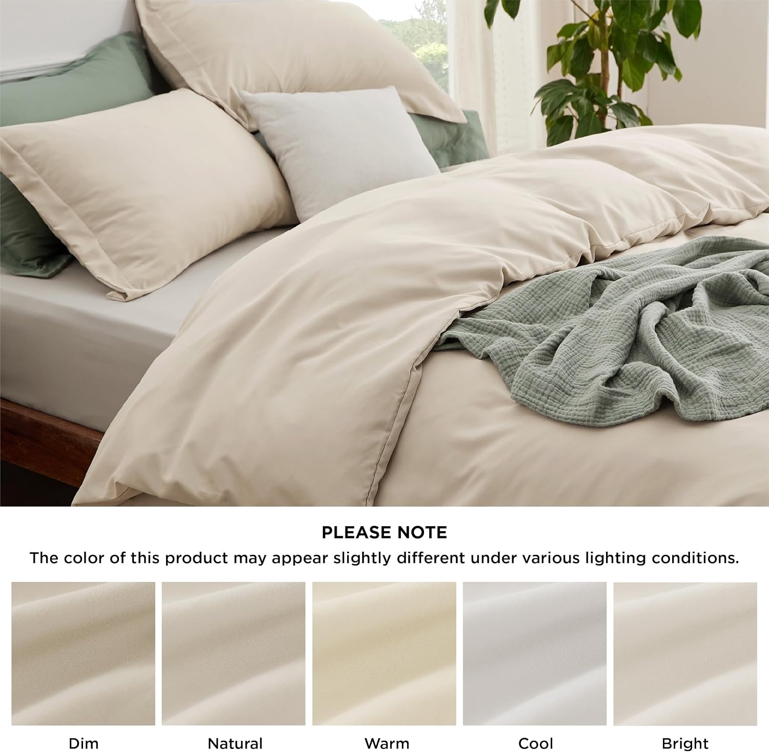 image:imageBedsure Duvet Cover TwinTwin XL Size Soft Double Brushed Bedding Set for Kids amp Adults Zipper Closure 2 Pieces Includes 1 Duvet Cover 68x90 amp 1 Pillow Sham NO Comforter White00 Beige