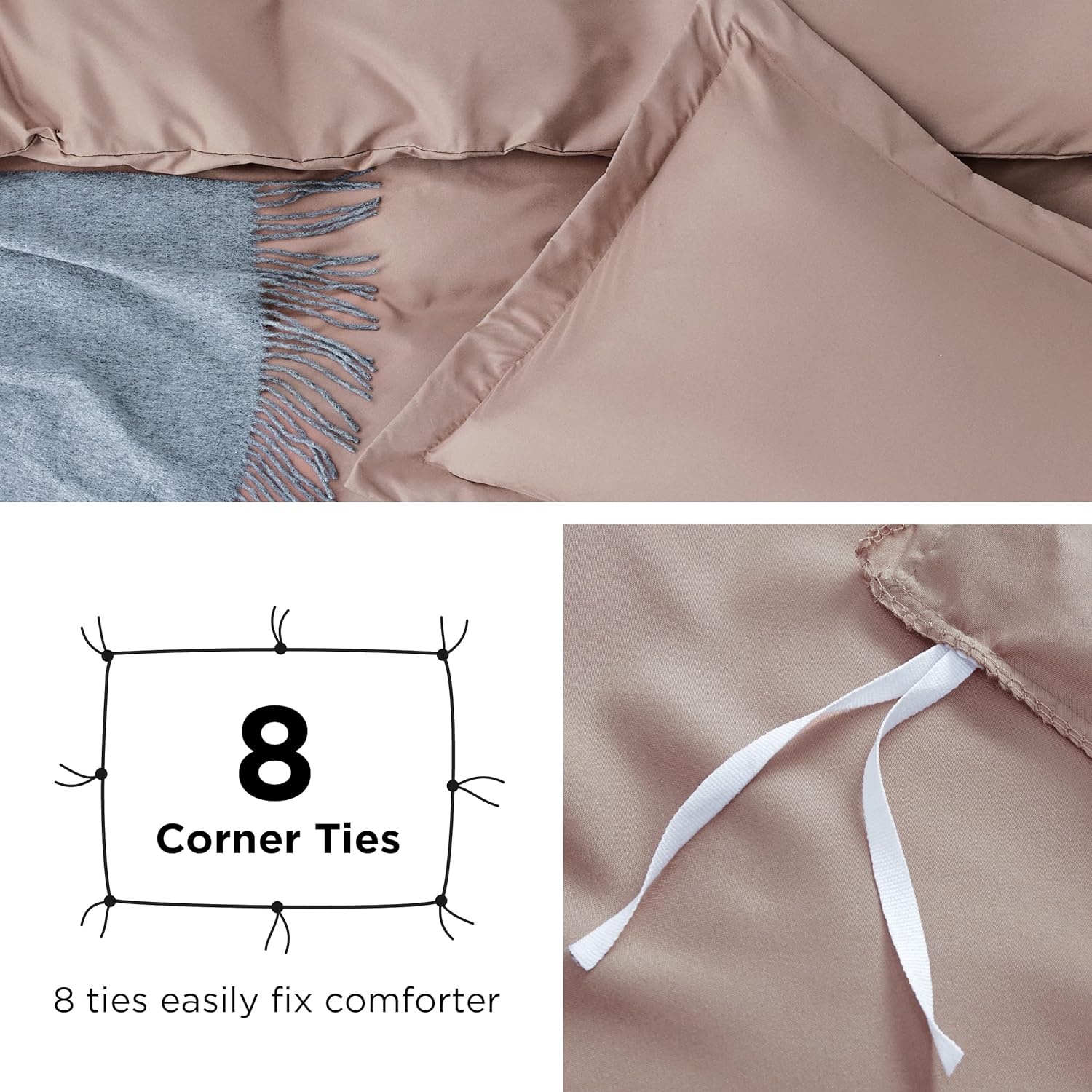 image:imageBedsure Duvet Cover TwinTwin XL Size Soft Double Brushed Bedding Set for Kids amp Adults Zipper Closure 2 Pieces Includes 1 Duvet Cover 68x90 amp 1 Pillow Sham NO Comforter White08 Dusty Rose
