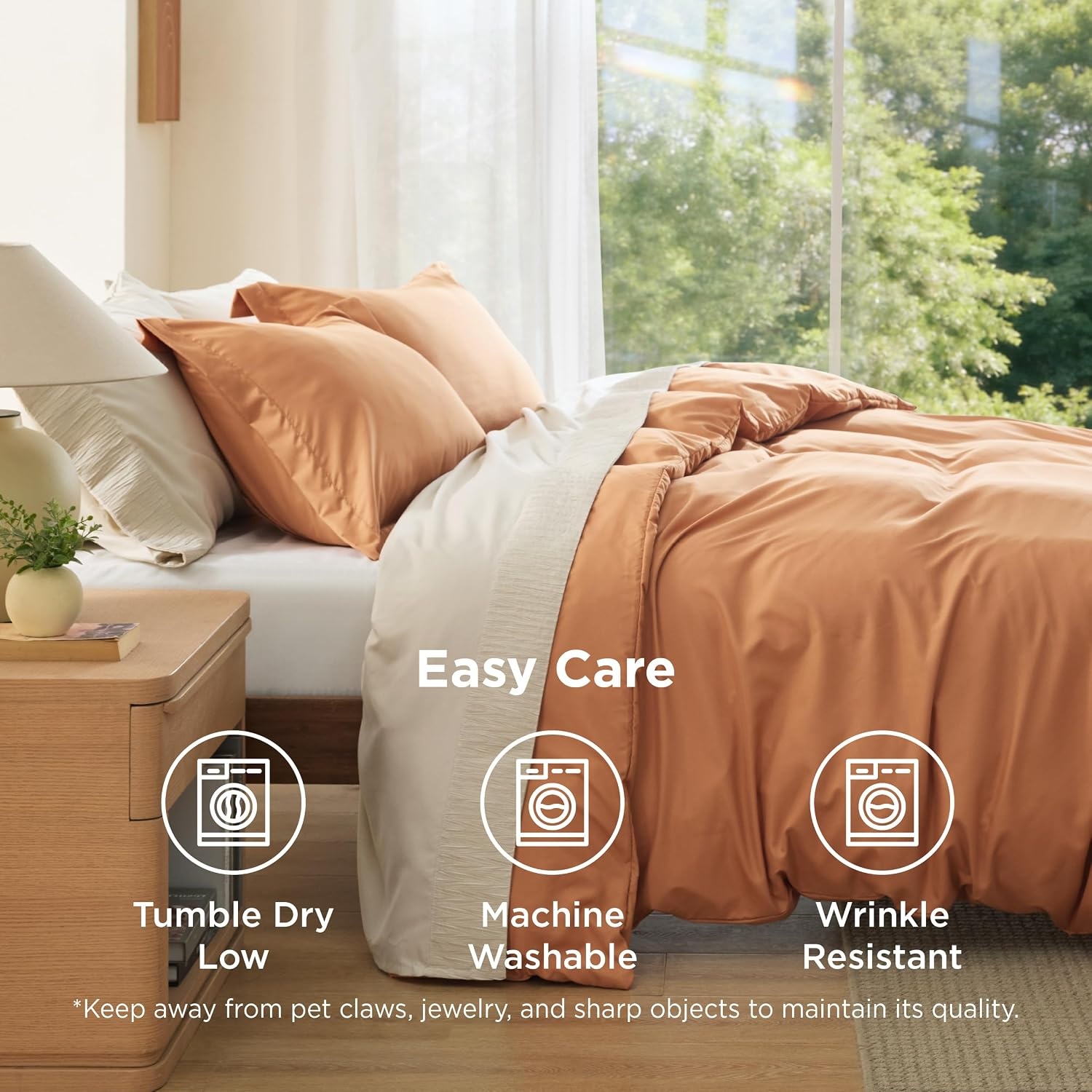 image:imageBedsure Duvet Cover TwinTwin XL Size Soft Double Brushed Bedding Set for Kids amp Adults Zipper Closure 2 Pieces Includes 1 Duvet Cover 68x90 amp 1 Pillow Sham NO Comforter White09 Orange