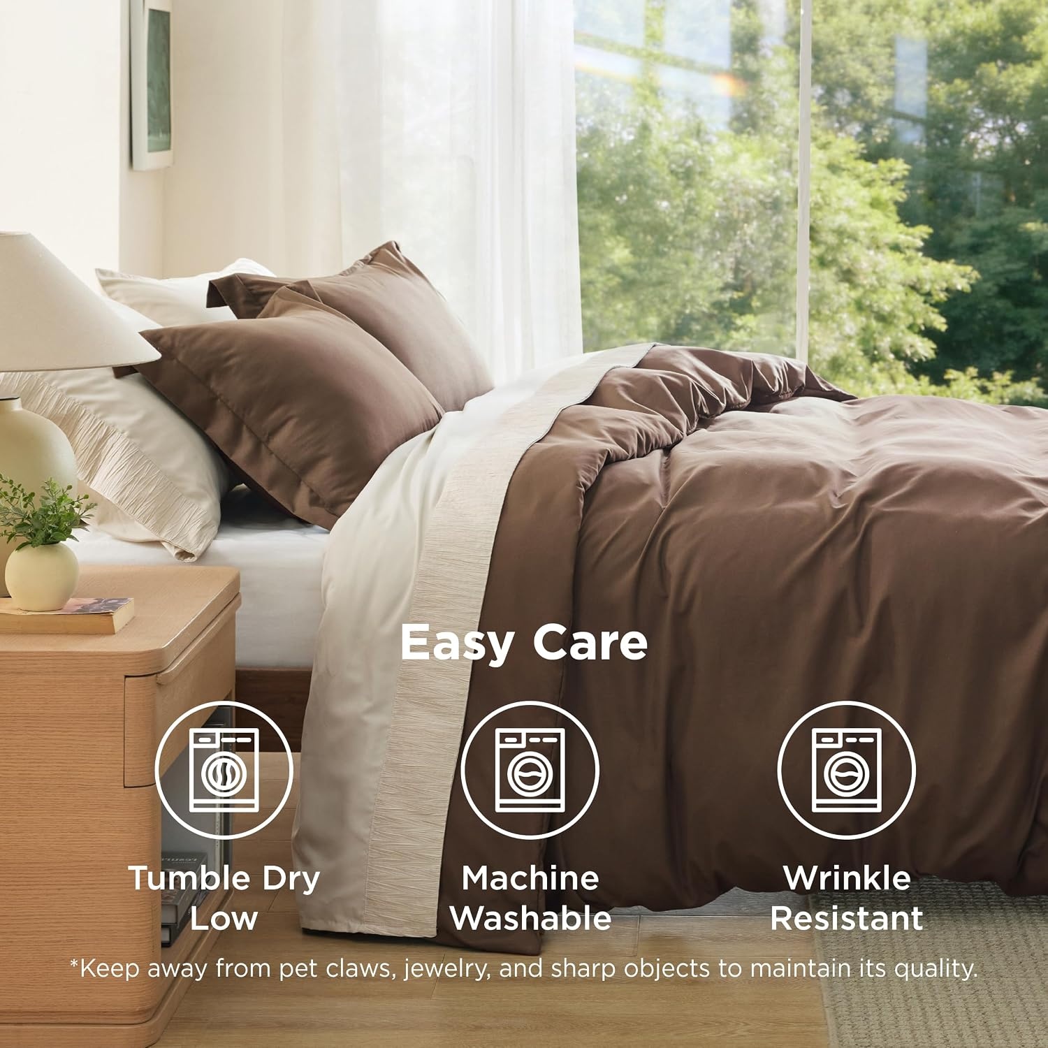 image:imageBedsure Duvet Cover TwinTwin XL Size Soft Double Brushed Bedding Set for Kids amp Adults Zipper Closure 2 Pieces Includes 1 Duvet Cover 68x90 amp 1 Pillow Sham NO Comforter White07 Dark Brown