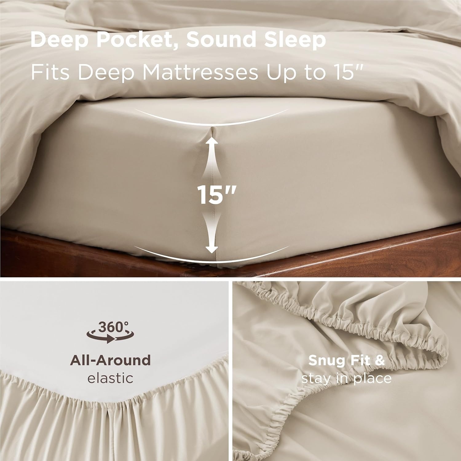 image:imageBedsure Duvet Cover TwinTwin XL Size Soft Double Brushed Bedding Set for Kids amp Adults Zipper Closure 2 Pieces Includes 1 Duvet Cover 68x90 amp 1 Pillow Sham NO Comforter White00 Beige