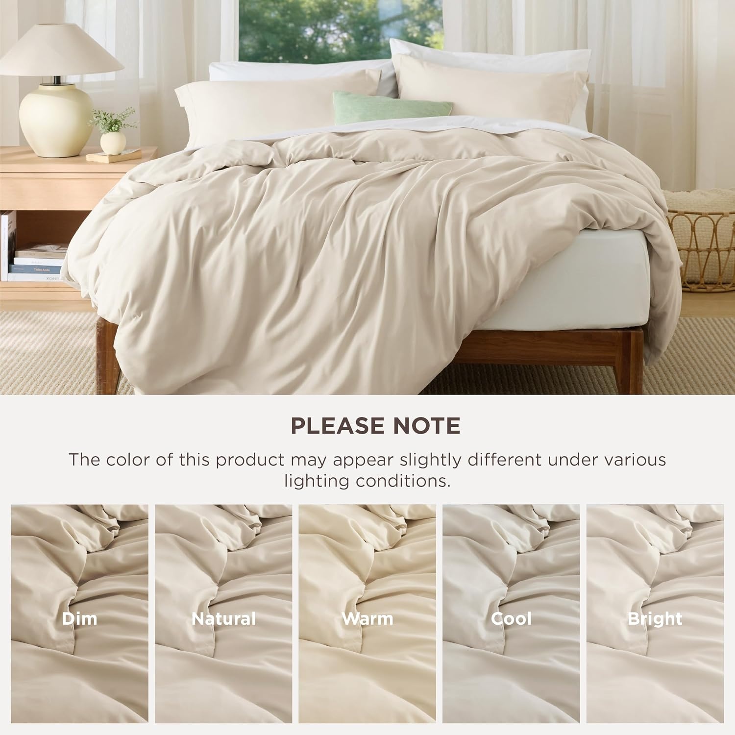 image:imageBedsure Duvet Cover TwinTwin XL Size Soft Double Brushed Bedding Set for Kids amp Adults Zipper Closure 2 Pieces Includes 1 Duvet Cover 68x90 amp 1 Pillow Sham NO Comforter White03 Light Beige