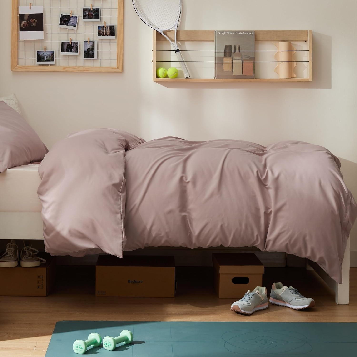 image:imageBedsure Duvet Cover TwinTwin XL Size Soft Double Brushed Bedding Set for Kids amp Adults Zipper Closure 2 Pieces Includes 1 Duvet Cover 68x90 amp 1 Pillow Sham NO Comforter White08 Dusty Rose