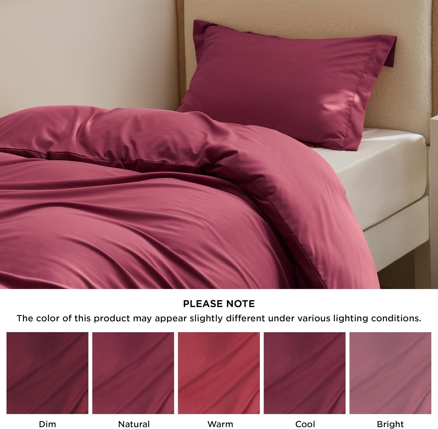 image:imageBedsure Duvet Cover TwinTwin XL Size Soft Double Brushed Bedding Set for Kids amp Adults Zipper Closure 2 Pieces Includes 1 Duvet Cover 68x90 amp 1 Pillow Sham NO Comforter White08 Dark Red