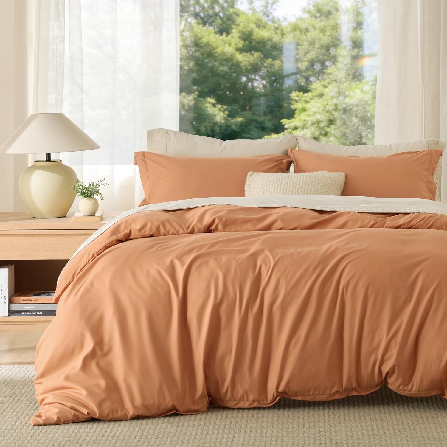image:imageBedsure Duvet Cover TwinTwin XL Size Soft Double Brushed Bedding Set for Kids amp Adults Zipper Closure 2 Pieces Includes 1 Duvet Cover 68x90 amp 1 Pillow Sham NO Comforter White09 Orange