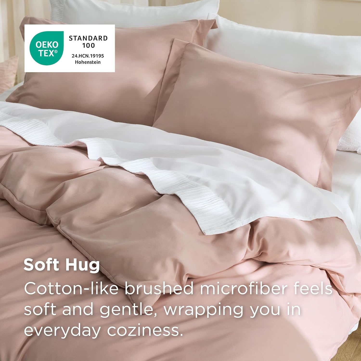 image:imageBedsure Duvet Cover TwinTwin XL Size Soft Double Brushed Bedding Set for Kids amp Adults Zipper Closure 2 Pieces Includes 1 Duvet Cover 68x90 amp 1 Pillow Sham NO Comforter White08 Dusty Rose