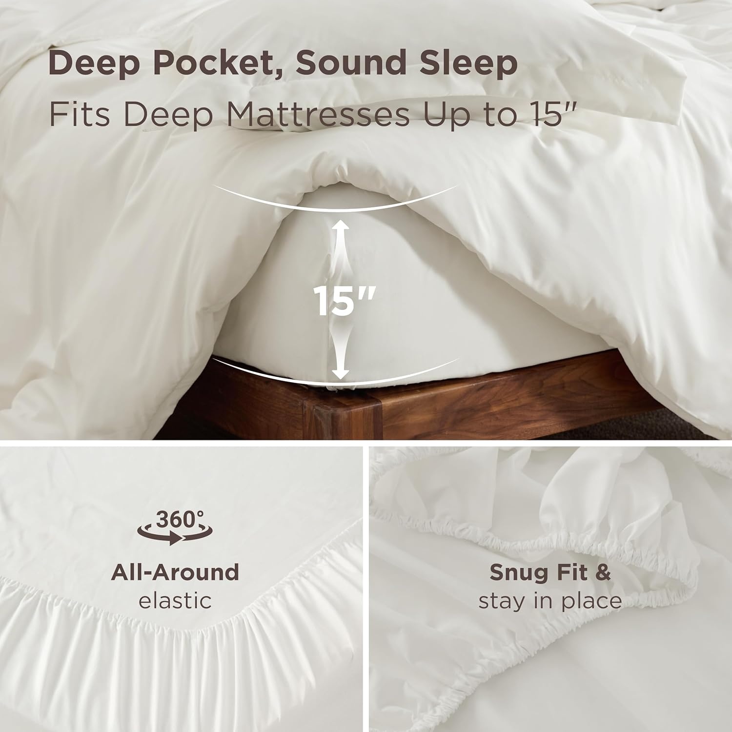 image:imageBedsure Duvet Cover TwinTwin XL Size Soft Double Brushed Bedding Set for Kids amp Adults Zipper Closure 2 Pieces Includes 1 Duvet Cover 68x90 amp 1 Pillow Sham NO Comforter White02 Cream White