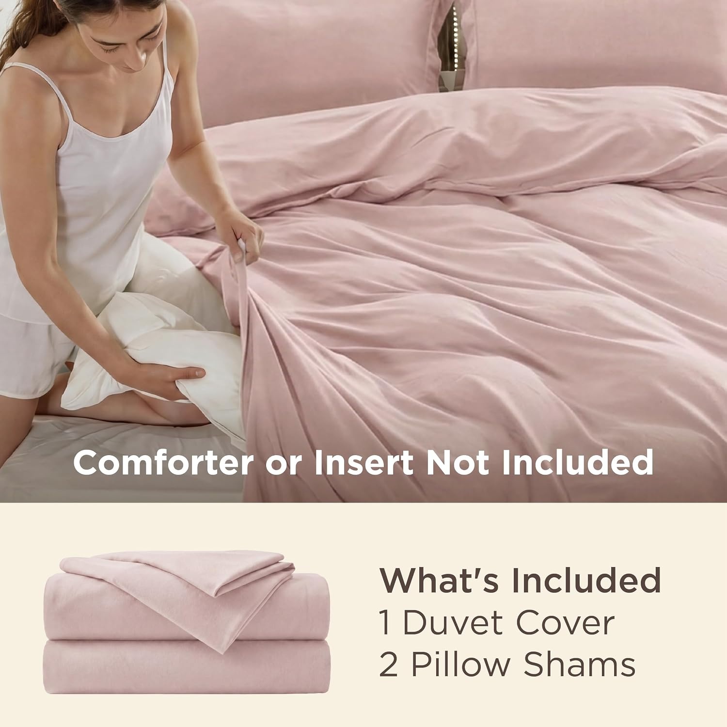 image:imageBedsure Duvet Cover TwinTwin XL Size Soft Double Brushed Bedding Set for Kids amp Adults Zipper Closure 2 Pieces Includes 1 Duvet Cover 68x90 amp 1 Pillow Sham NO Comforter White08 Rose Pink