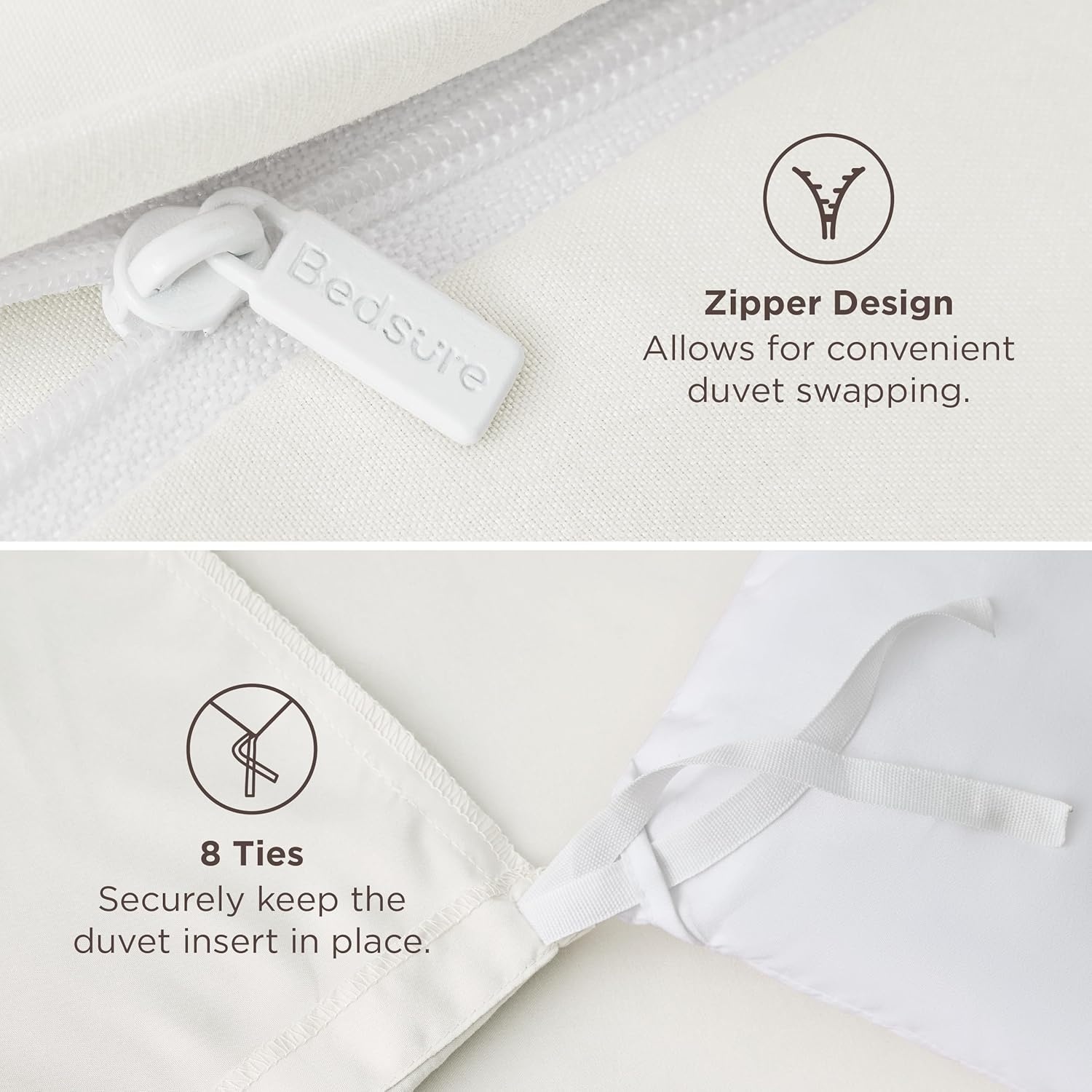 image:imageBedsure Duvet Cover TwinTwin XL Size Soft Double Brushed Bedding Set for Kids amp Adults Zipper Closure 2 Pieces Includes 1 Duvet Cover 68x90 amp 1 Pillow Sham NO Comforter White02 Cream White