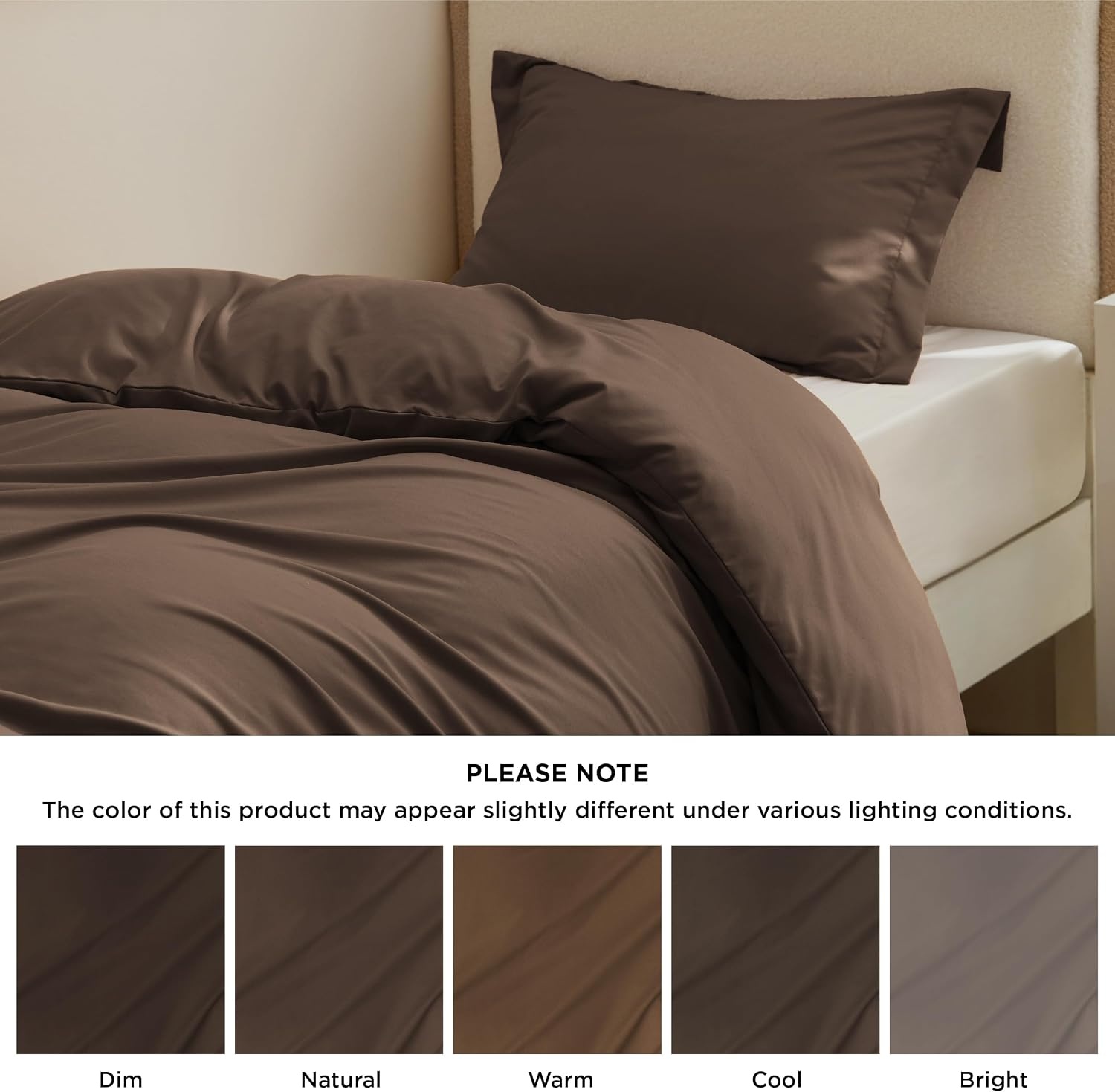 image:imageBedsure Duvet Cover TwinTwin XL Size Soft Double Brushed Bedding Set for Kids amp Adults Zipper Closure 2 Pieces Includes 1 Duvet Cover 68x90 amp 1 Pillow Sham NO Comforter White07 Dark Brown