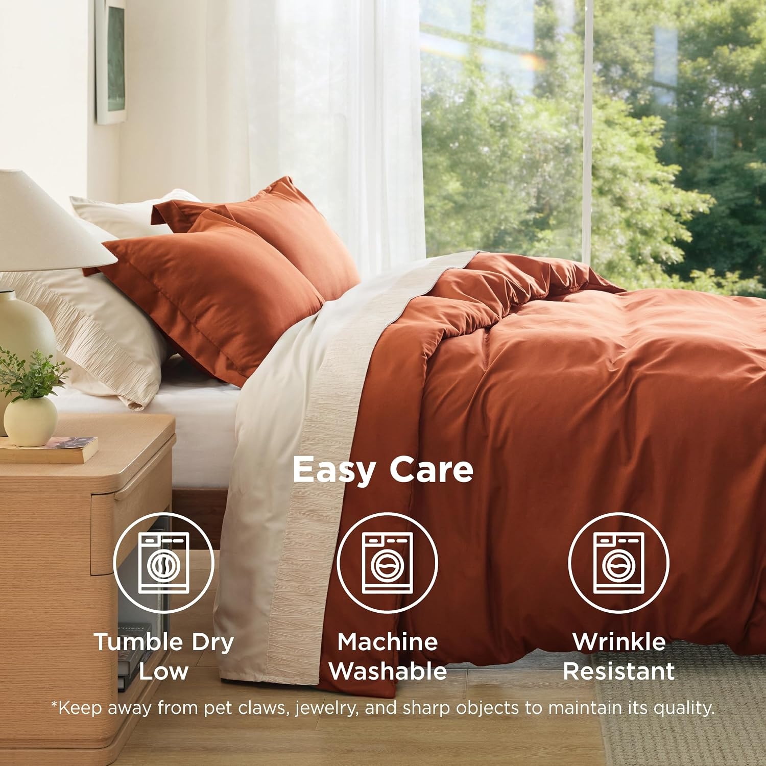 image:imageBedsure Duvet Cover TwinTwin XL Size Soft Double Brushed Bedding Set for Kids amp Adults Zipper Closure 2 Pieces Includes 1 Duvet Cover 68x90 amp 1 Pillow Sham NO Comforter White09 Terracotta
