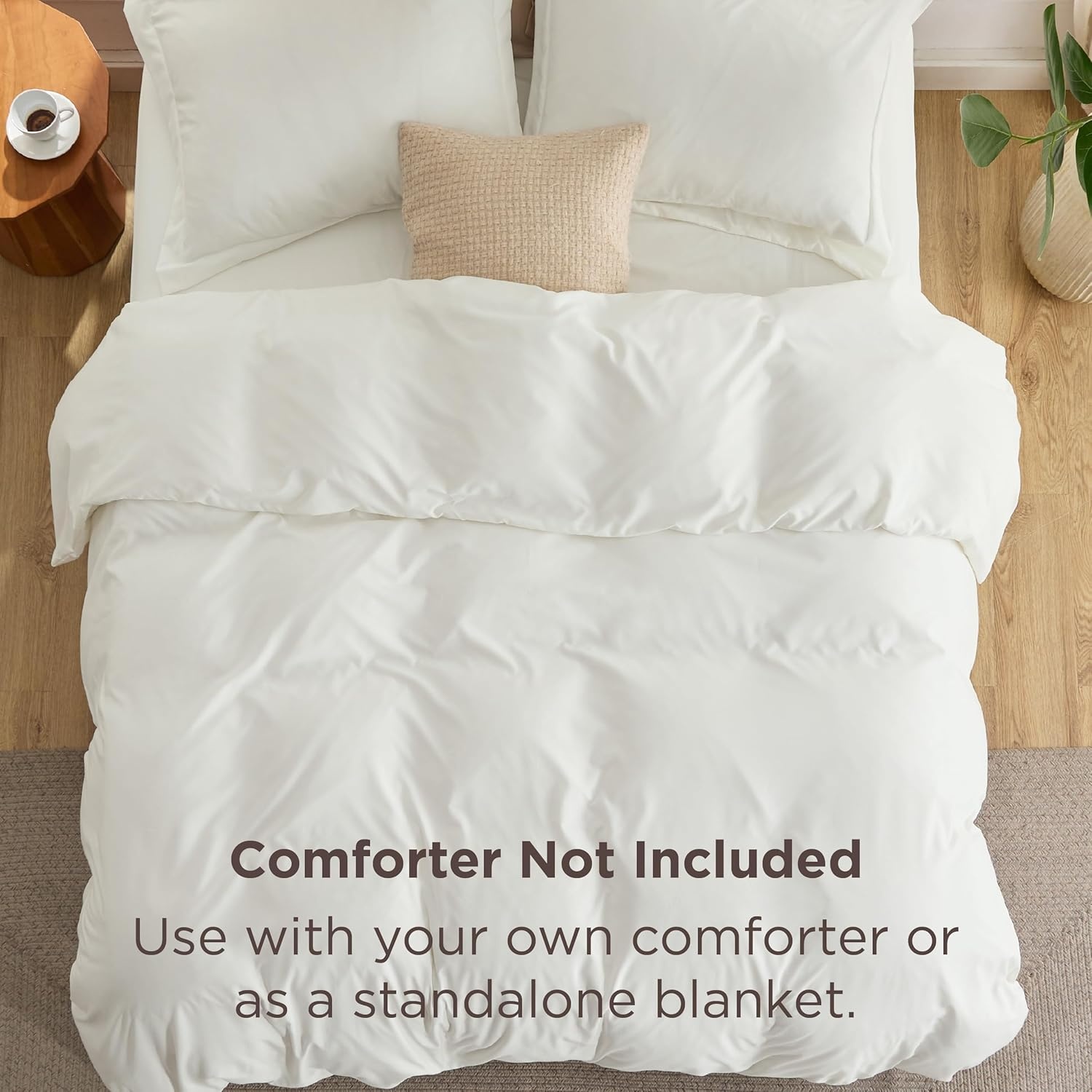 image:imageBedsure Duvet Cover TwinTwin XL Size Soft Double Brushed Bedding Set for Kids amp Adults Zipper Closure 2 Pieces Includes 1 Duvet Cover 68x90 amp 1 Pillow Sham NO Comforter White02 Cream White
