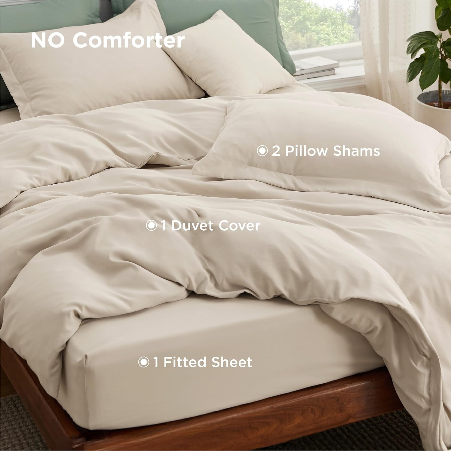 image:imageBedsure Duvet Cover TwinTwin XL Size Soft Double Brushed Bedding Set for Kids amp Adults Zipper Closure 2 Pieces Includes 1 Duvet Cover 68x90 amp 1 Pillow Sham NO Comforter White00 Beige