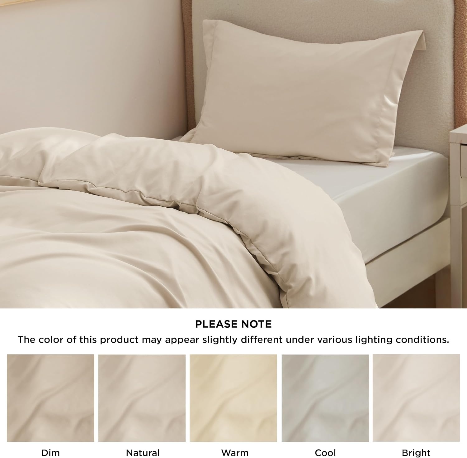 image:imageBedsure Duvet Cover TwinTwin XL Size Soft Double Brushed Bedding Set for Kids amp Adults Zipper Closure 2 Pieces Includes 1 Duvet Cover 68x90 amp 1 Pillow Sham NO Comforter White03 Light Beige