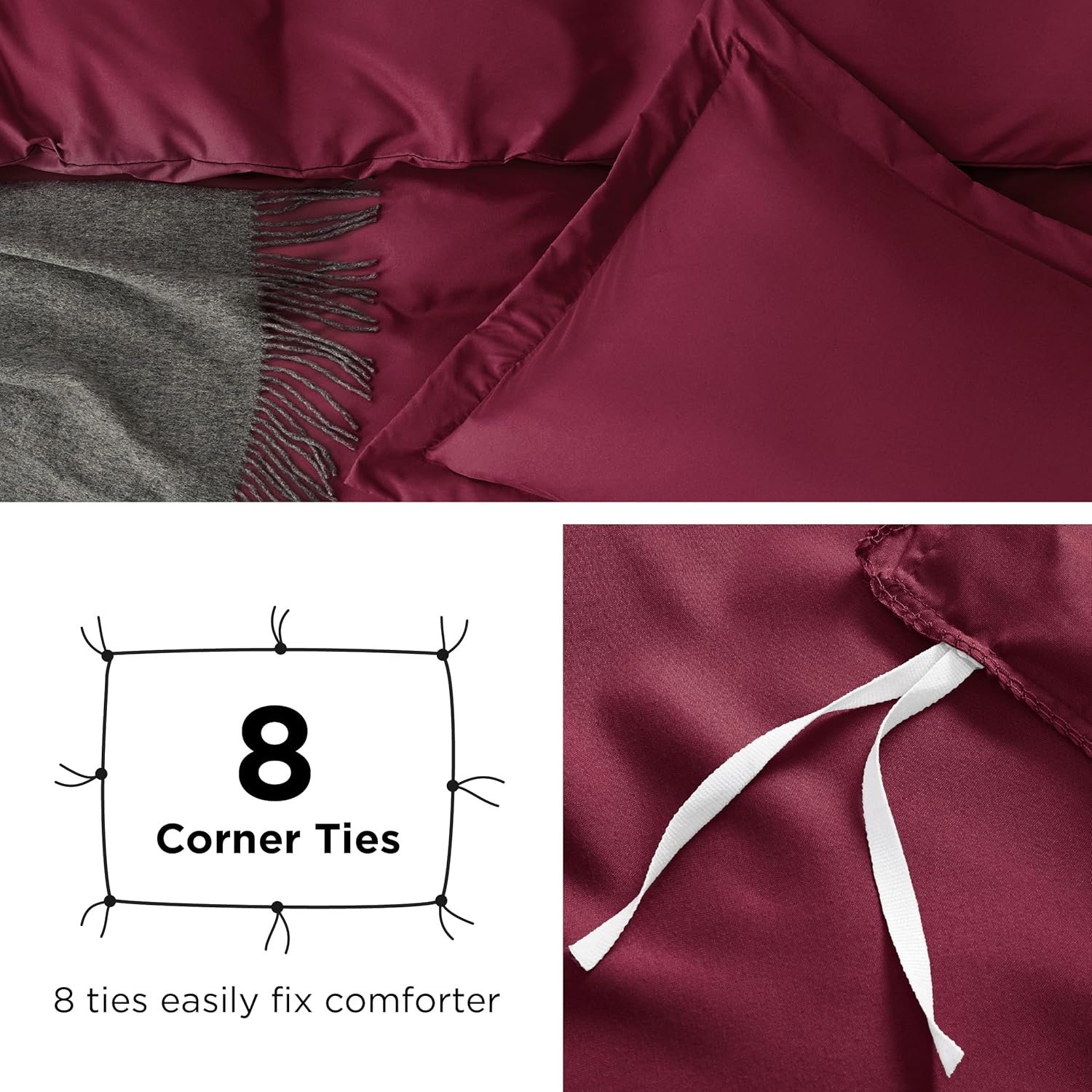 image:imageBedsure Duvet Cover TwinTwin XL Size Soft Double Brushed Bedding Set for Kids amp Adults Zipper Closure 2 Pieces Includes 1 Duvet Cover 68x90 amp 1 Pillow Sham NO Comforter White08 Red
