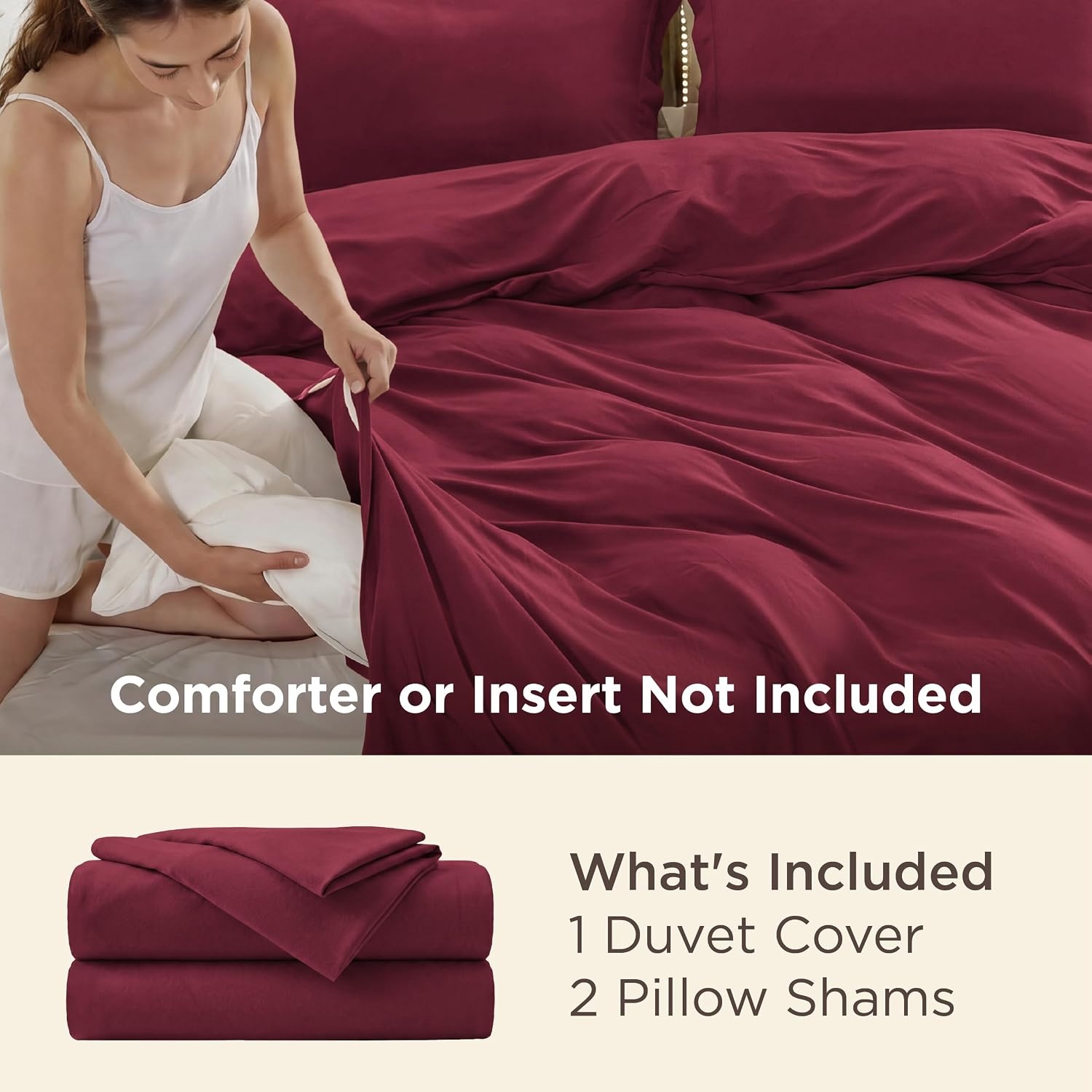 image:imageBedsure Duvet Cover TwinTwin XL Size Soft Double Brushed Bedding Set for Kids amp Adults Zipper Closure 2 Pieces Includes 1 Duvet Cover 68x90 amp 1 Pillow Sham NO Comforter White08 Red